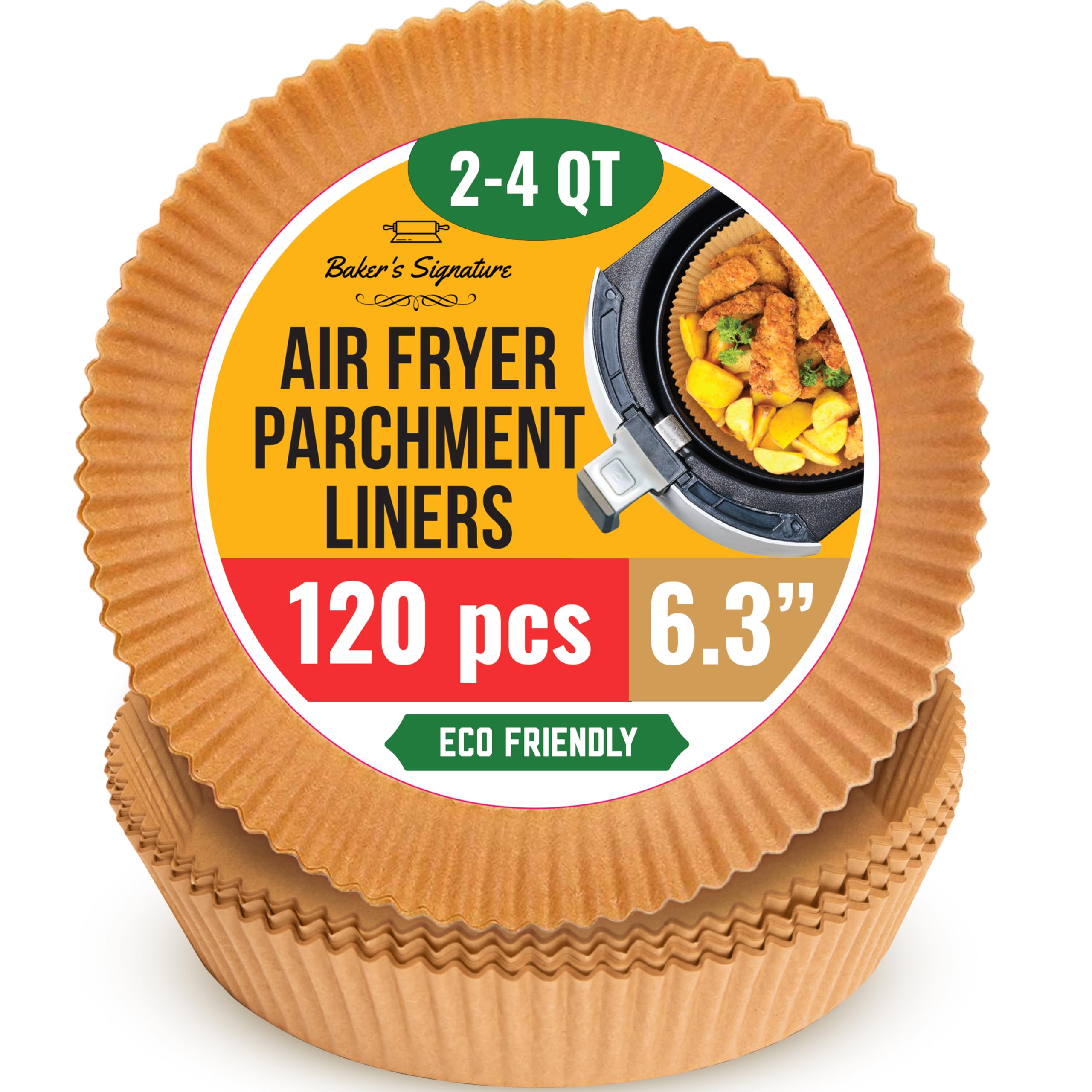 6.3    Small Air Fryer Liners, 2-4 Qt Air Fryer Liners, 120Pcs Disposable Paper Liners - Non-Stick And Oil Proof For Easy Cleanu