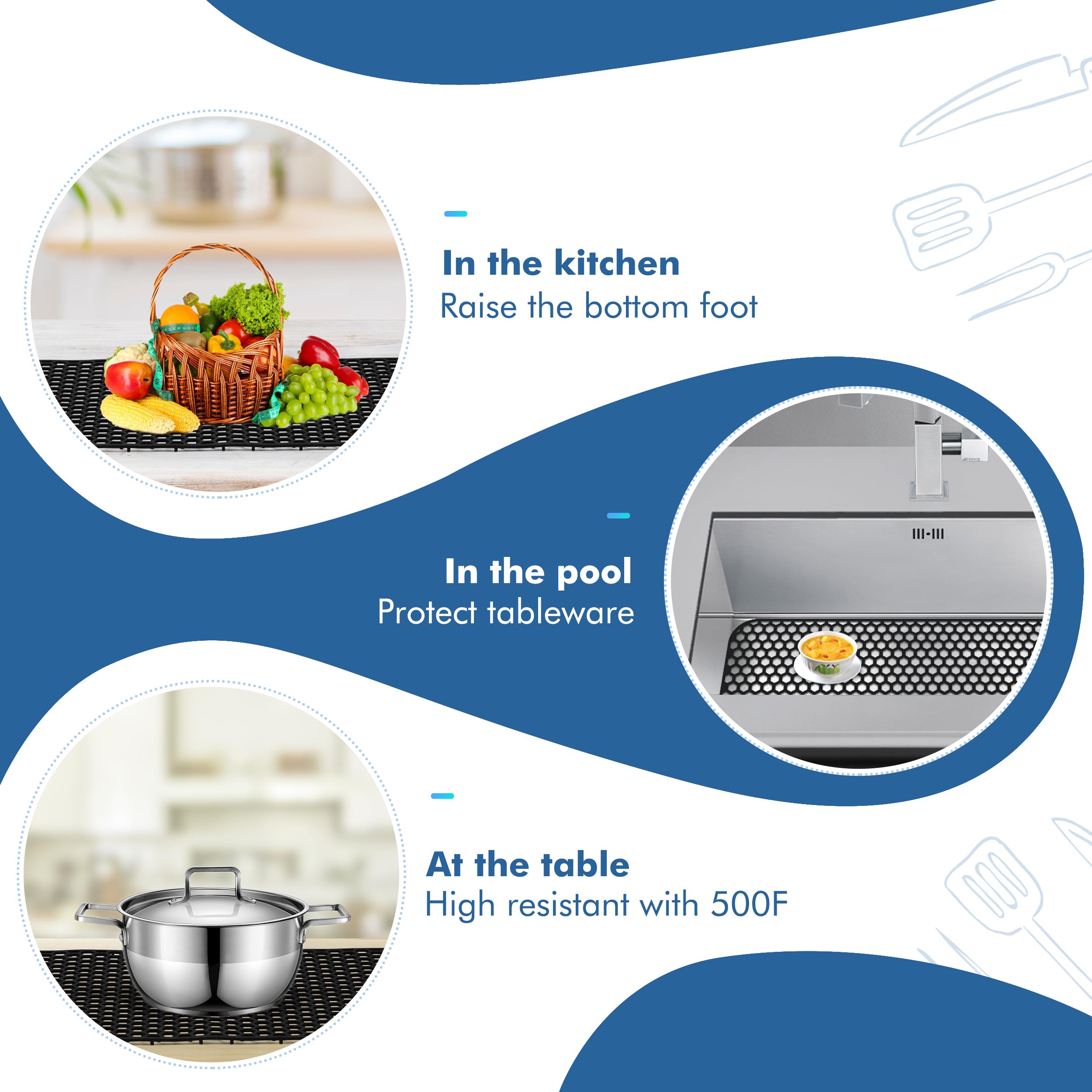 Bestjing Silicone Sink Protectors for Kitchen Sink - 28.4x 14.3 Kitchen Protector Accessory, Non-Slip Heat Resistant Mat for Bot