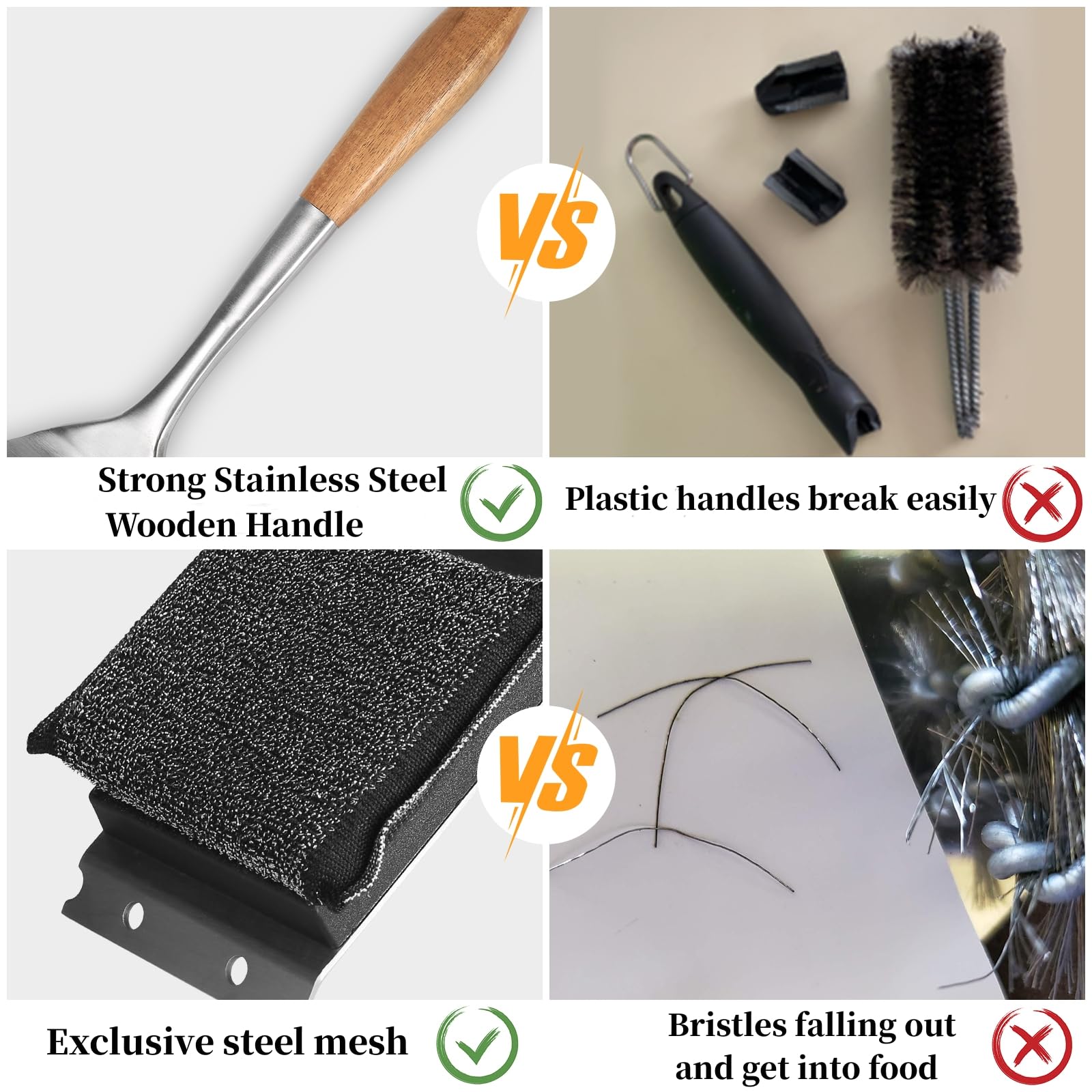 XUDAKAIXIN Grill Brush Bristle Free,Unique Steel Fibers Pad [Safe & Efficient] Perfect for Any Grill/Flat Tops Griddles,Safe Gri