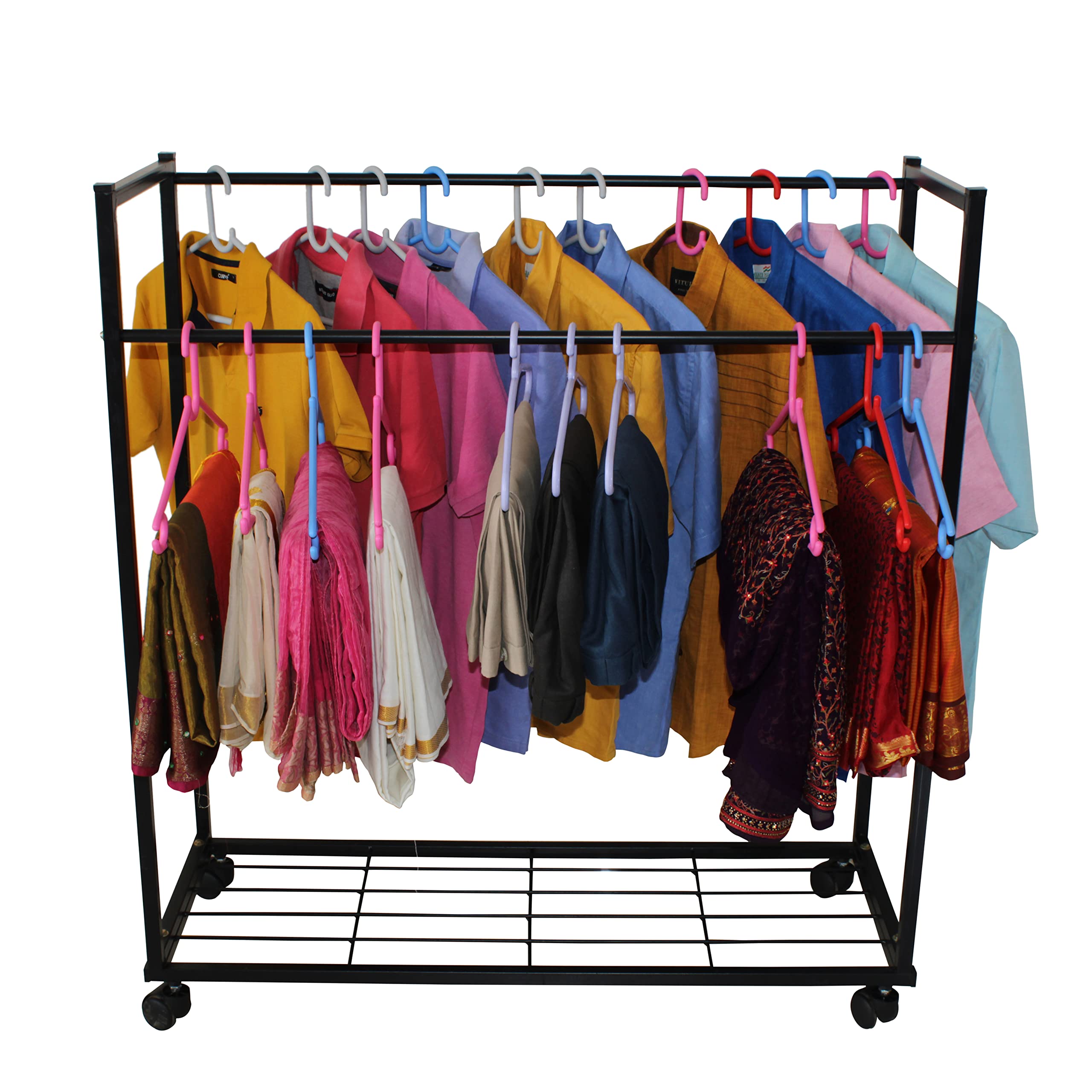 D&V Engineering - Creative In Innovation Heavy Duty Cloth Hanger Rack With Wheel,Garment Rack,Drying Rack For Hanging Cloths For