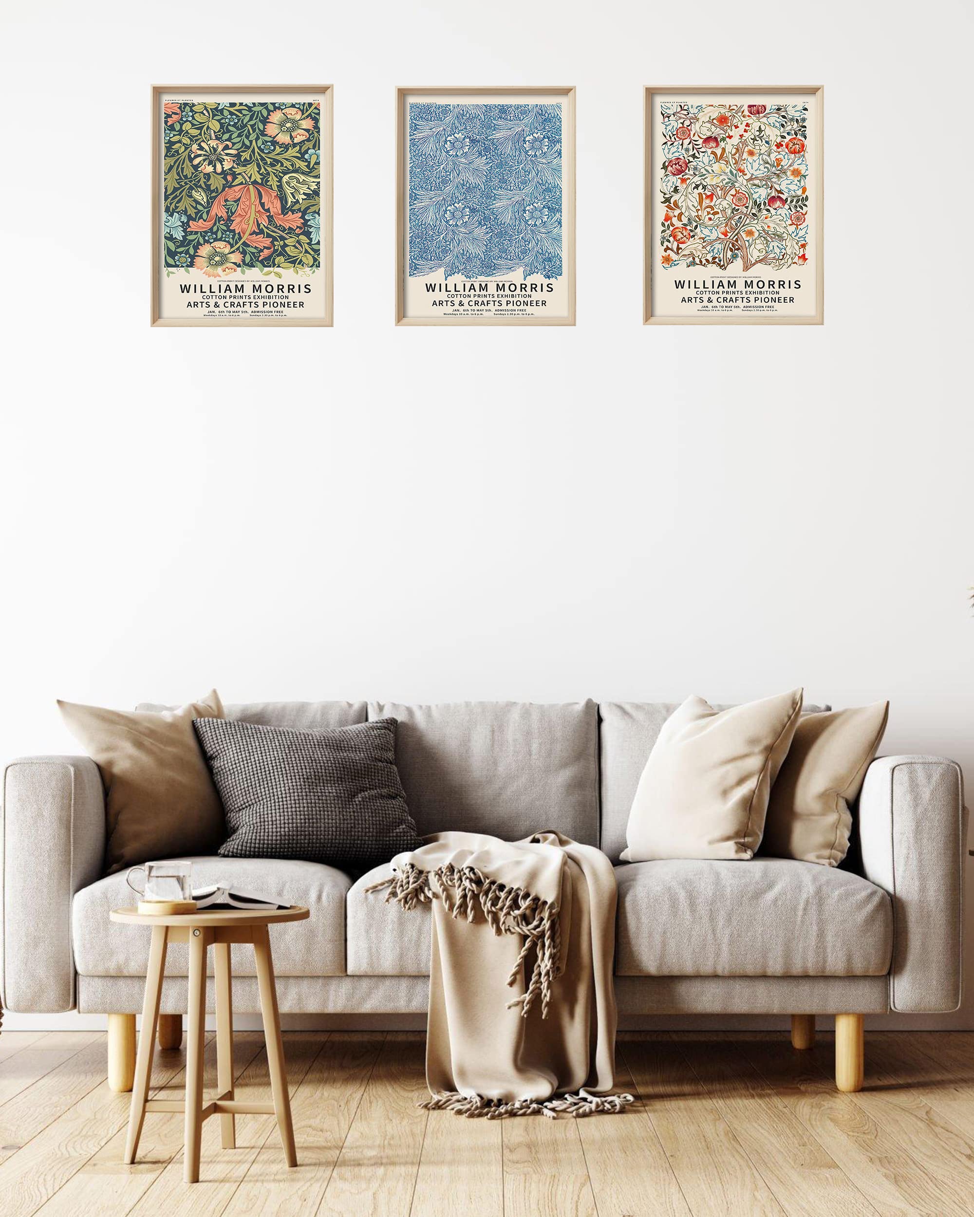 Upwoigh Framed Wall Art, William Morris Wood Canvas Wall Art,16X12In Cotton Pattern Vintage Poster Wall Decor Aesthetic For Livi