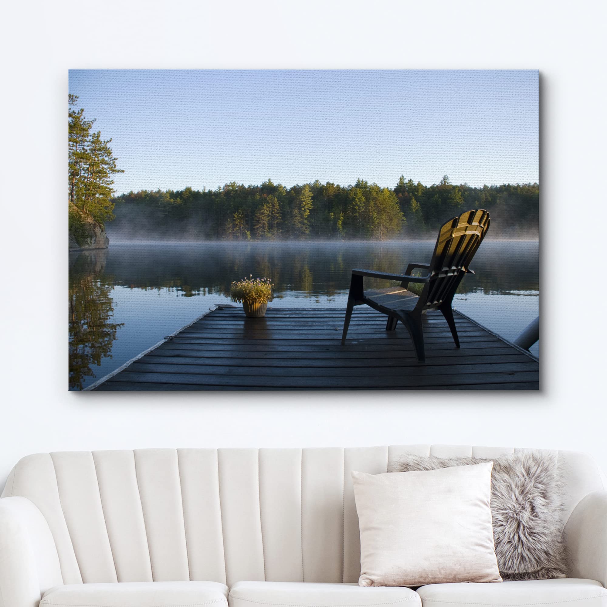 wall26 Canvas Print Wall Art View of The Lake at Dawn Nature Wilderness Photography Realism Rustic Scenic Relax/Calm Multicolor Zen Colorful for Living Room  Bedroom  Office - 12''x18''