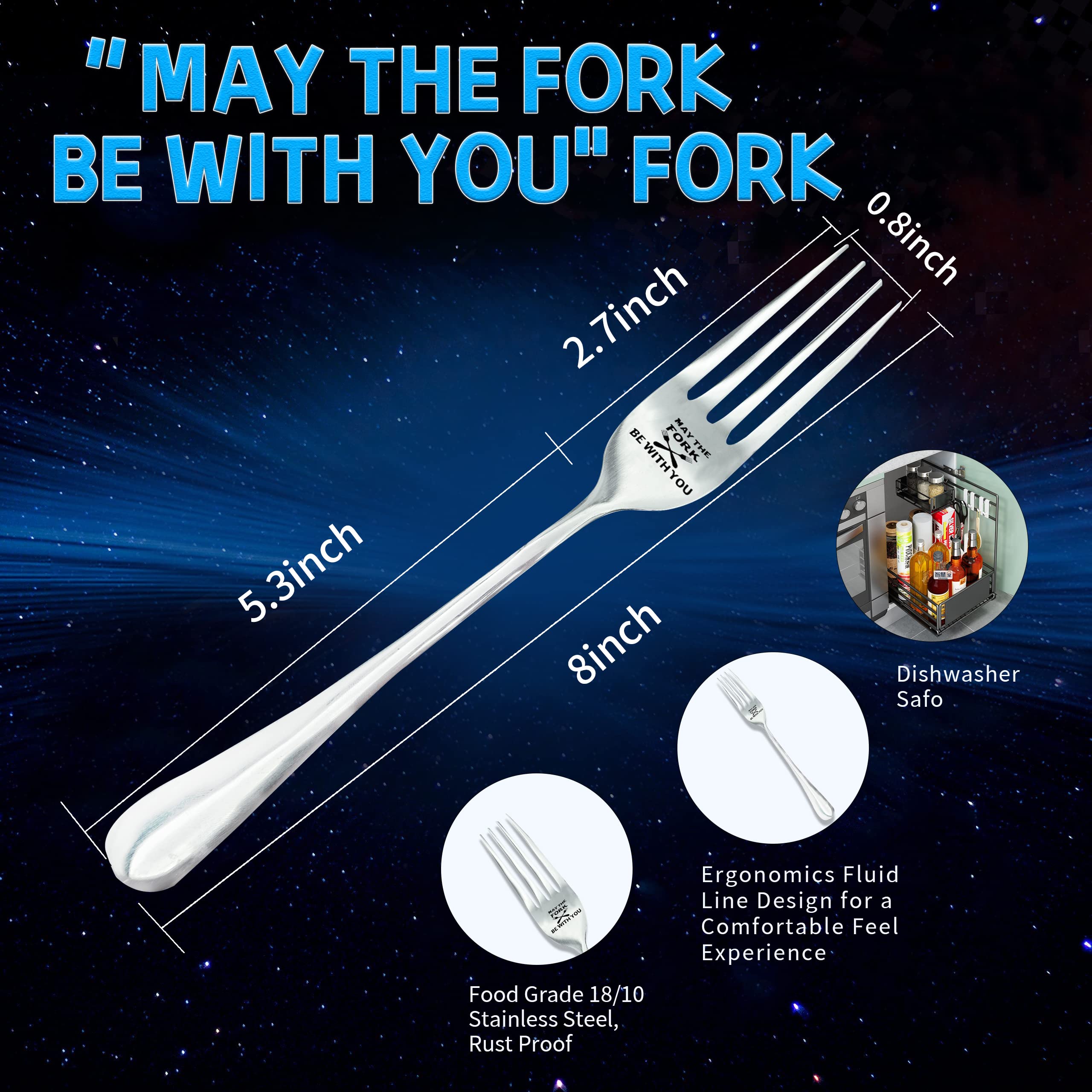 Vickhu May The Fork Be With You Fork,Star Wars Gifts,Gifts For Boyfriend Girlfriend Husband Mom, Inspirational Funny Engraved Fo