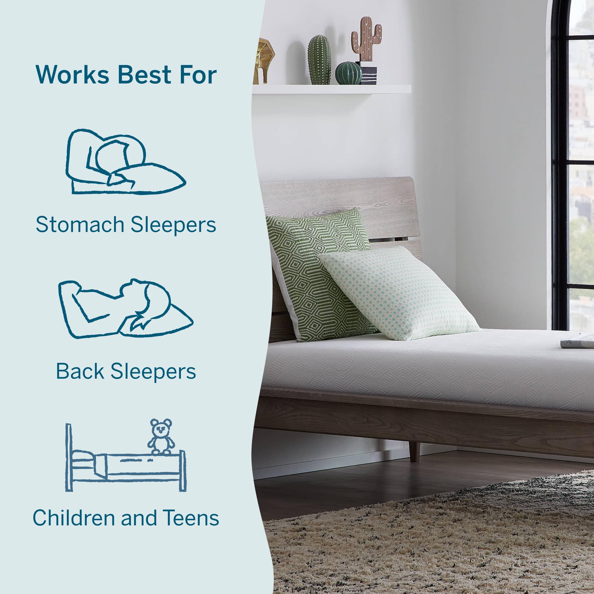 Lucid 6 Inch Memory Foam Mattress - Low Profile - Medium Firm Feel - Infused with Bamboo Charcoal and Gel - Bed in a Box - Tempe