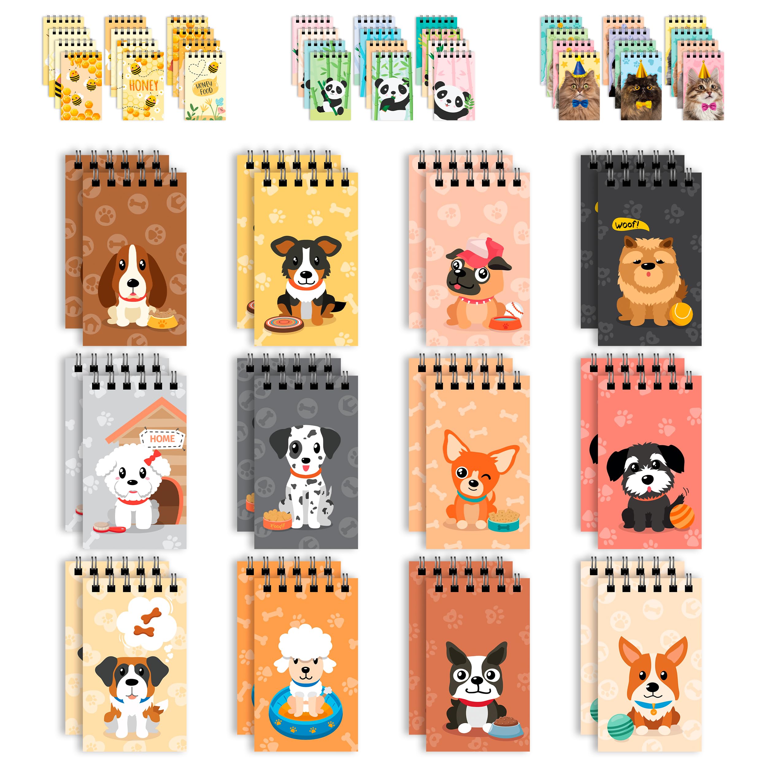 Decorably 24 Pack Dog Themed Mini Notebooks for Kids Party Favors - 12 Adorable Designs 2.4x4in Small Notebooks for Kids, Spring