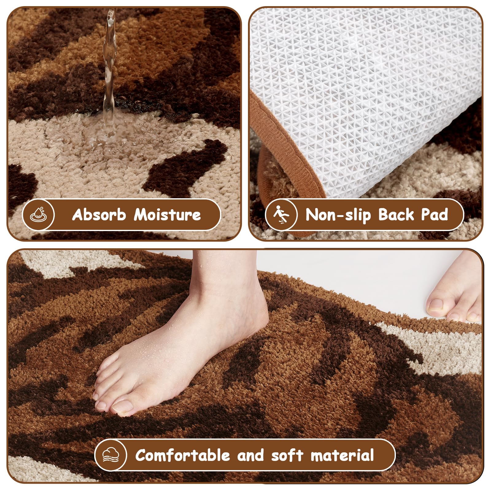 Percozzi Highland Cow Tufted Rug Bath Mat Scottish Long Horn Fluffy Cow Bathroom Shower Mat Softness Bathmat Aesthetic Floor Car