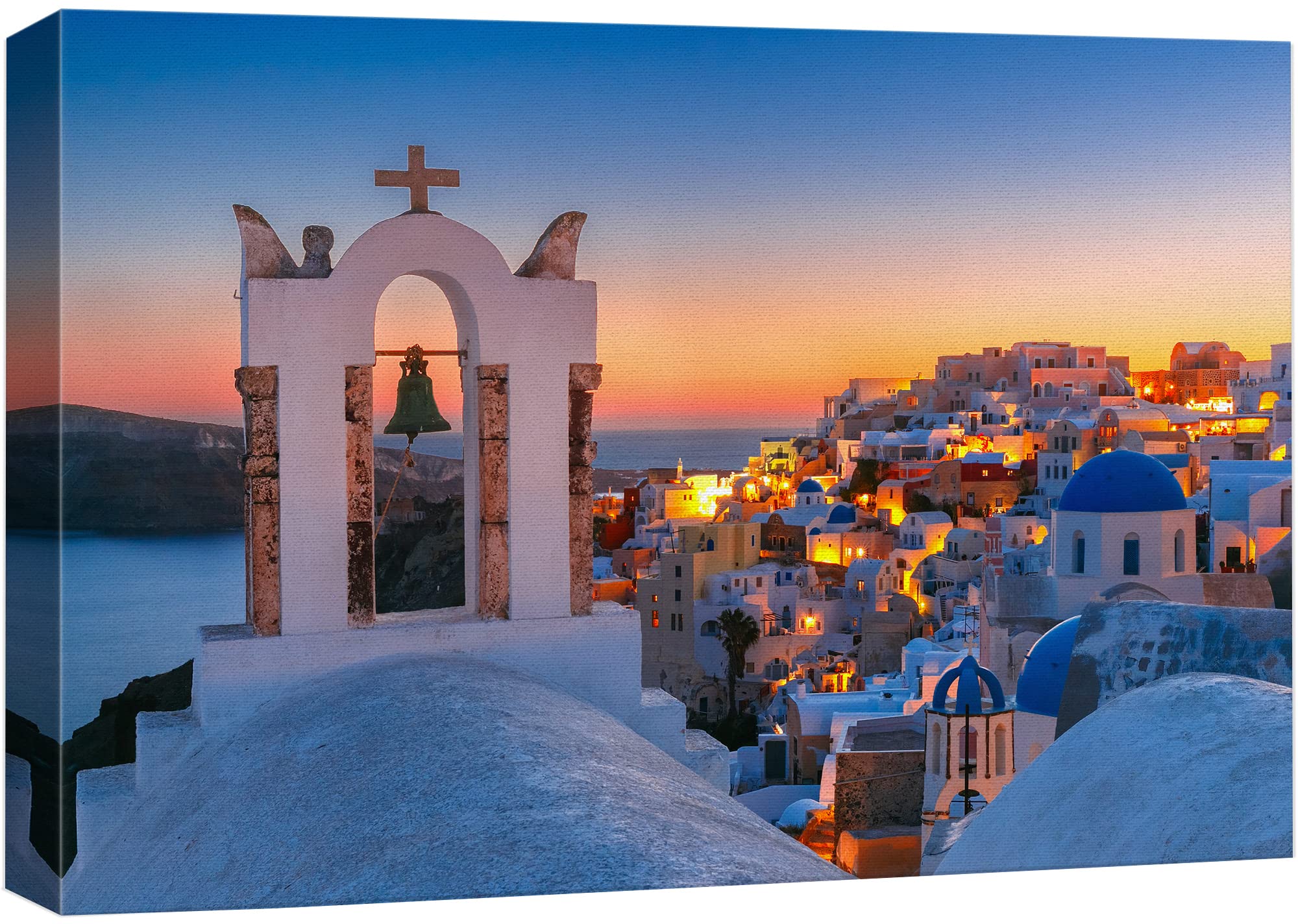 Wall26 Canvas Print Wall Art Duotone Sunset Dusk Over Santorini Greece Nature Wilderness Photography Realism Rustic Scenic Lands