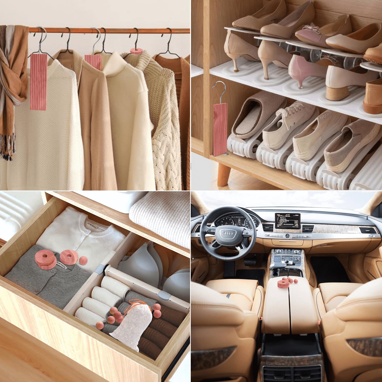 Homode Cedar Blocks For Clothes Storage, Cedar Wood Chips And Balls For Closets And Drawers, Fresh Scented Sachets, 40 Pack
