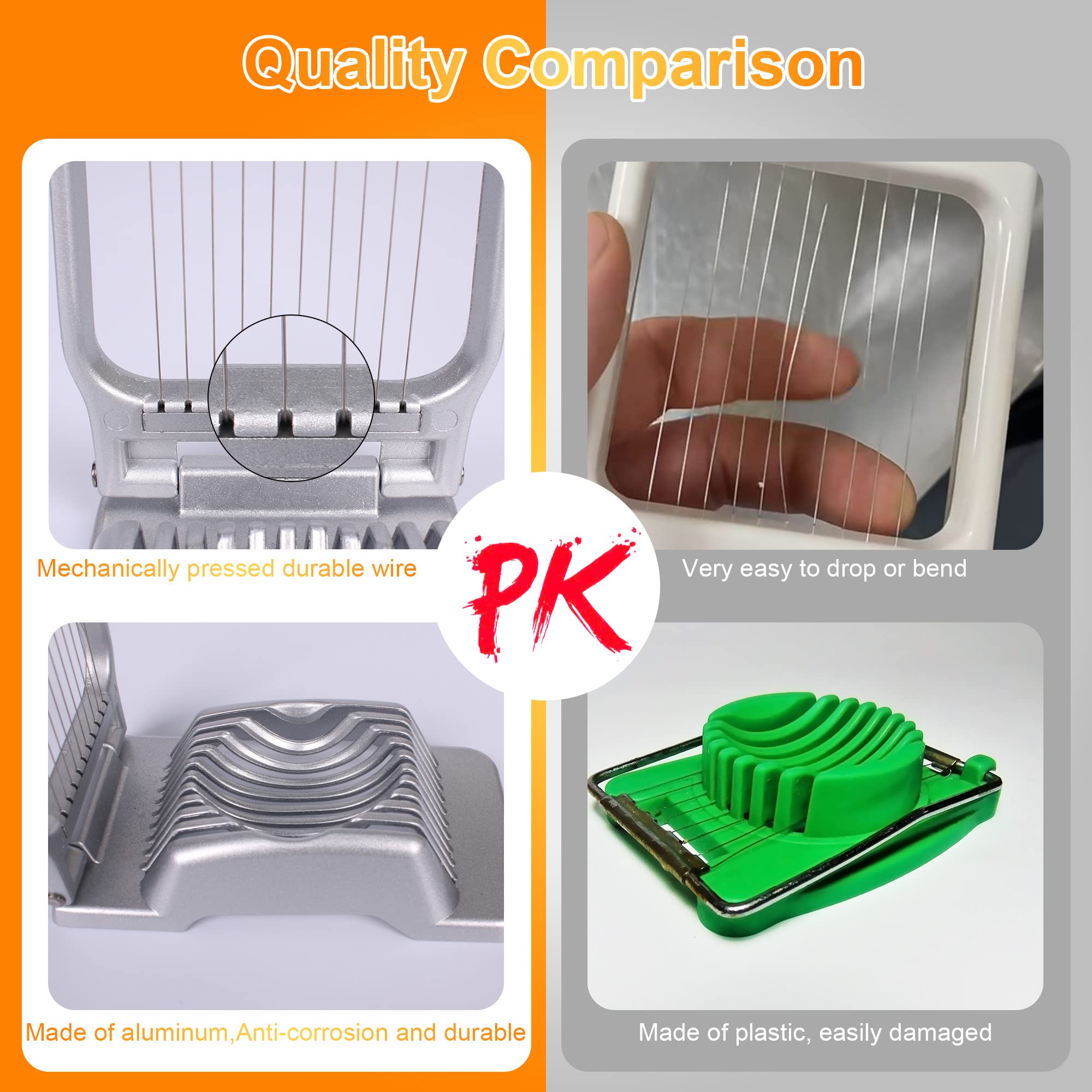 Egg Slicer For Hard Boiled Eggs Egg Cutter Strawberry Slicer Heavy Duty Aluminium Tomato Slicer Stainless Steel Wire Multipurpos