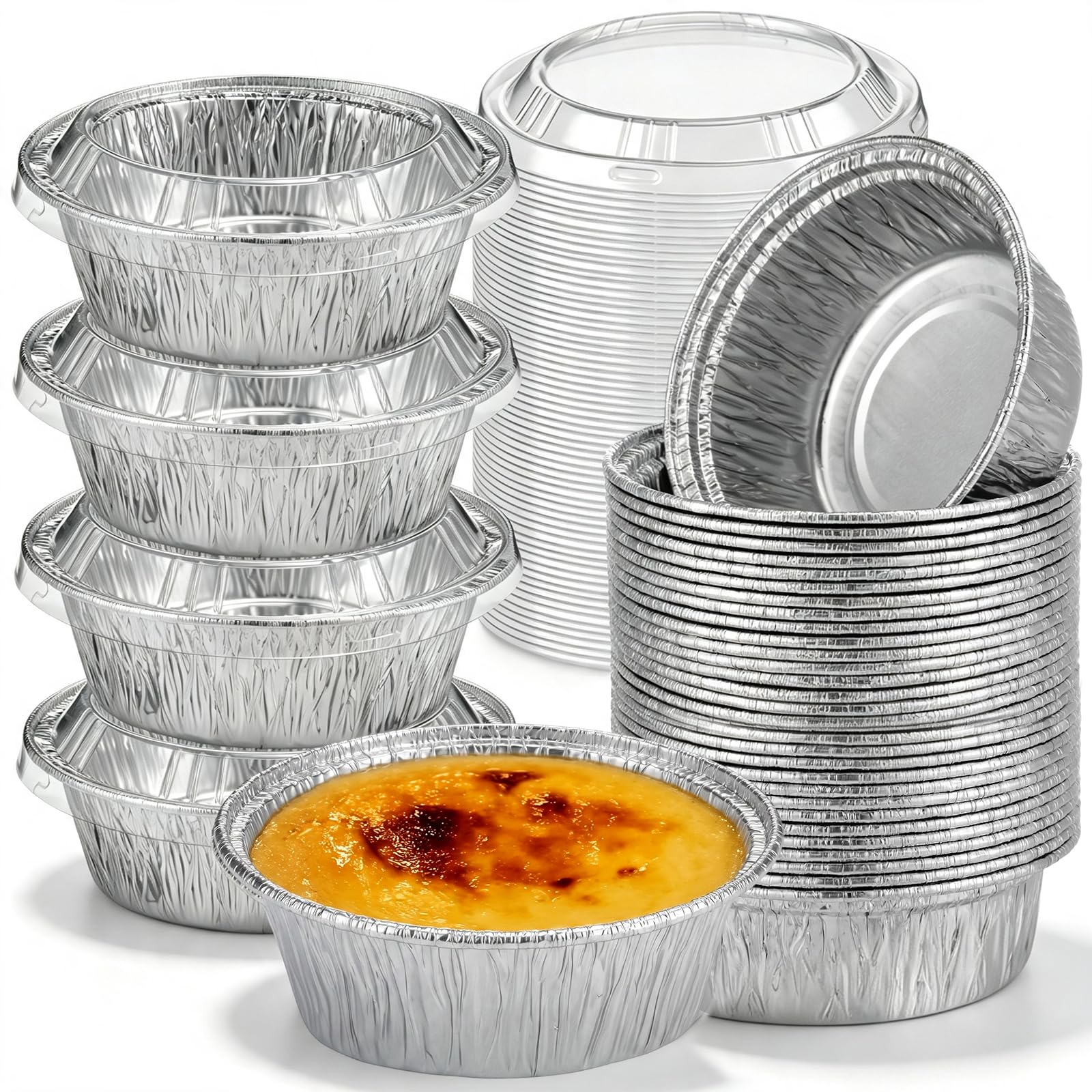 Thenshop 100 Pcs 5 Inch Mini Pie Tins with Lids Disposable Pie Pans