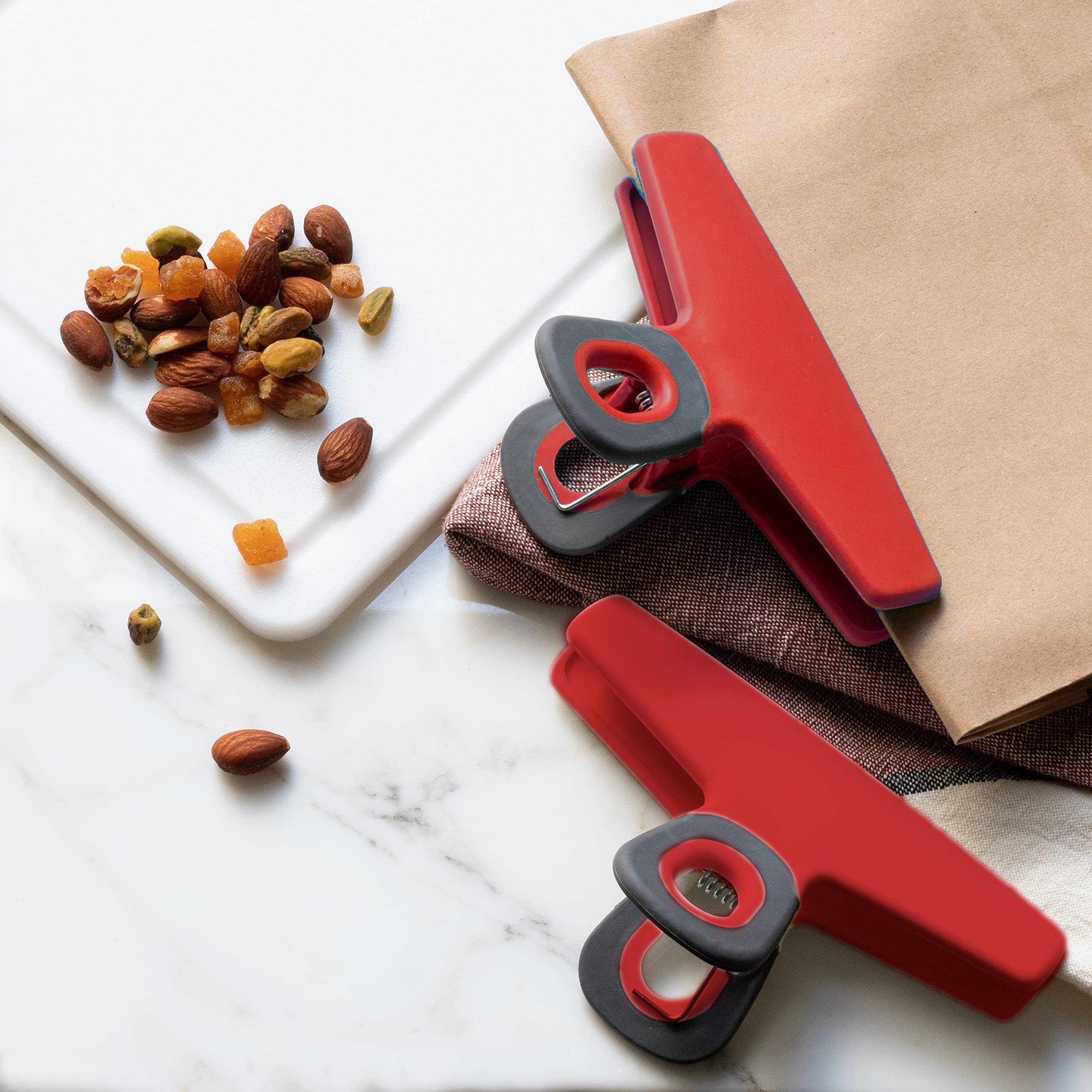 Cook With Color Food Clips - Chip Bag Clips Set Of 4, 5 Inches Wide Heavy Duty Chip Clips, Large Bag Clips For Food Storage With
