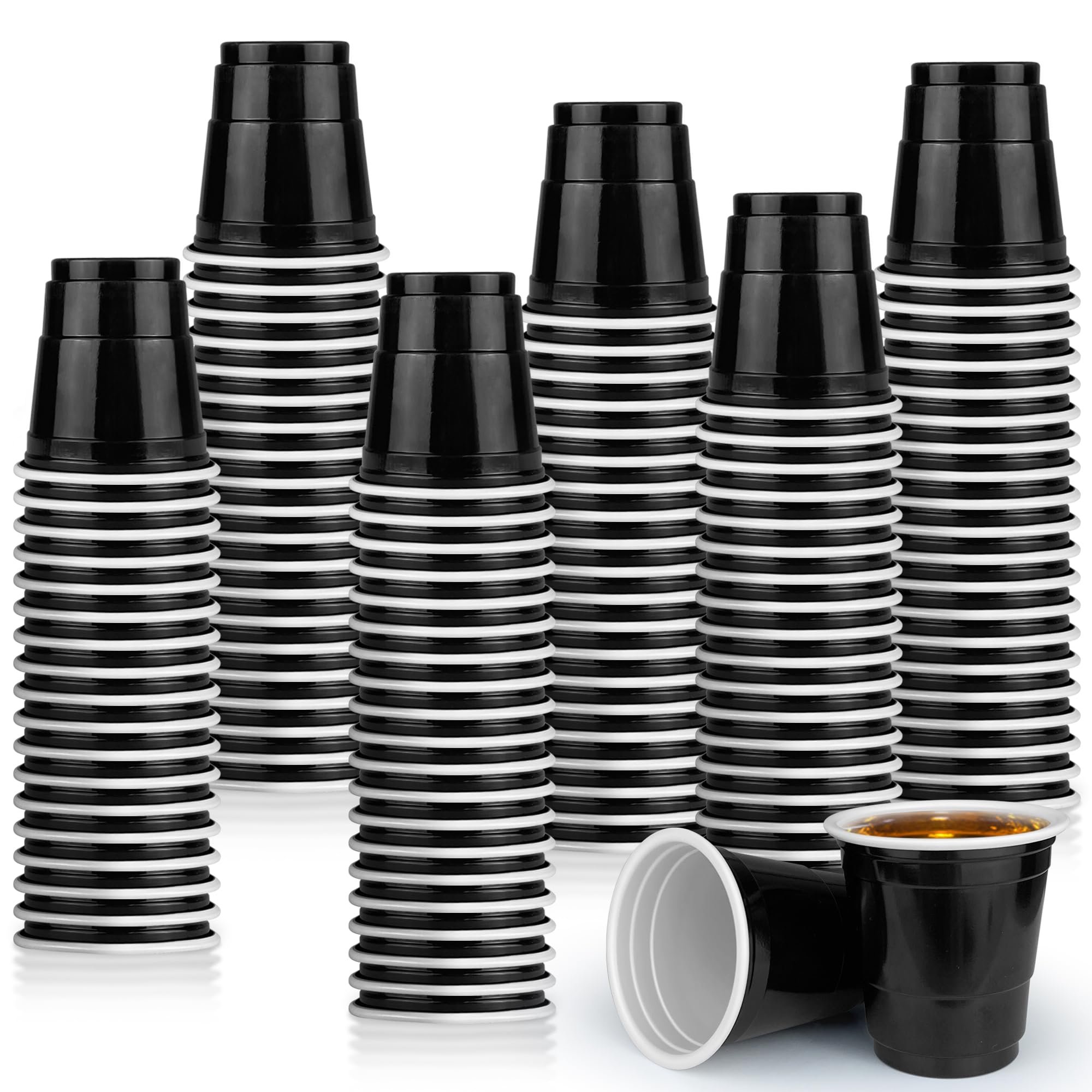 Tosparty 120Pcs 2Oz Valentine'S Day Plastic Shot Cups Mini Black Party Cups Small Plastic Cups Black Party Cups Tasting Samples