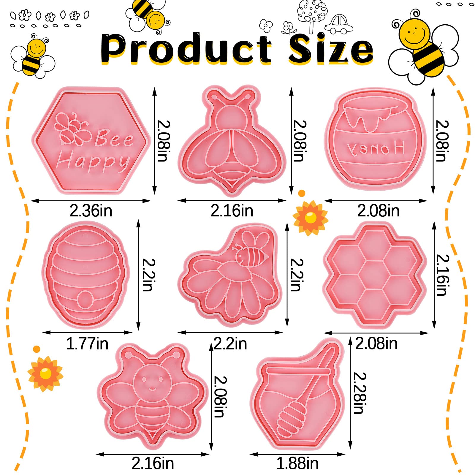 8 Pcs Insect Cookie Cutters With Plunger Stamps Set 3D Butterfly Bee Shape Biscuit Cutter Funny Cartoon Cookie Stamps Embossed C