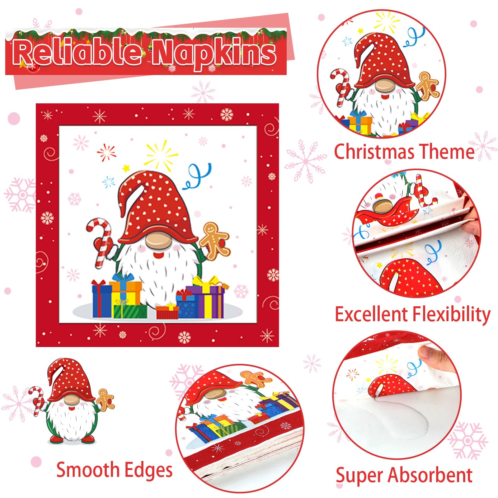 Gisgfim 96 Pcs Christmas Party Supplies Paper Plates Napkins Merry Christmas Tree Gnome Party Disposable Tableware Set Decoratio
