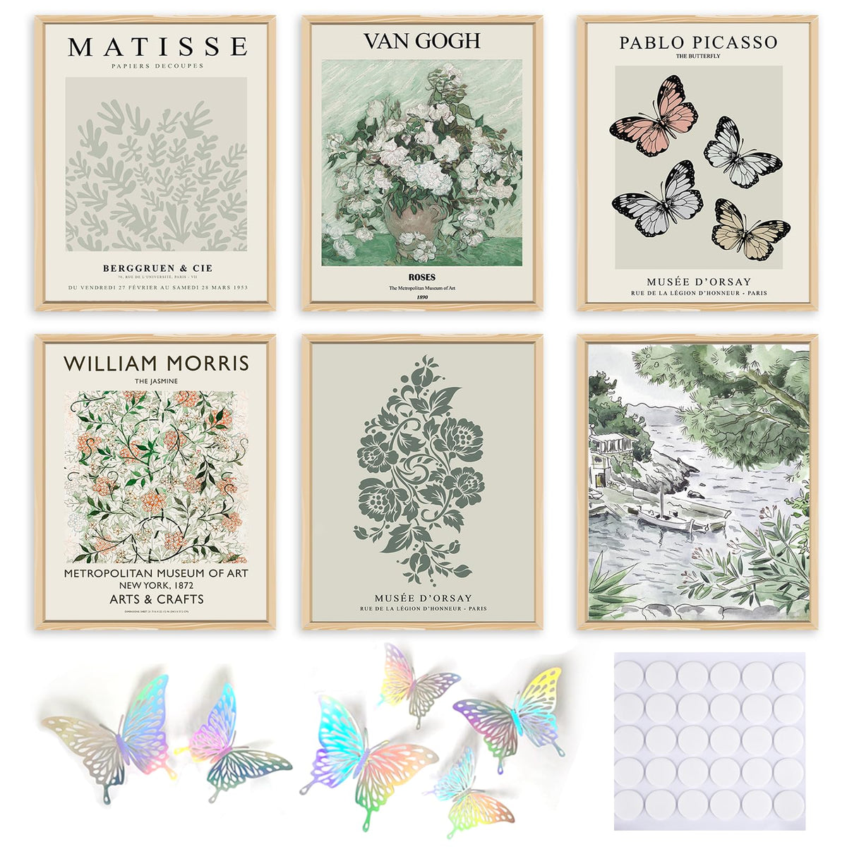 Qiaomics Sage Green Poster Master Wall Art Print,Matisse Wall Decor Aesthetic,Exhibition Posters Wall Art Flower Pictures For Be
