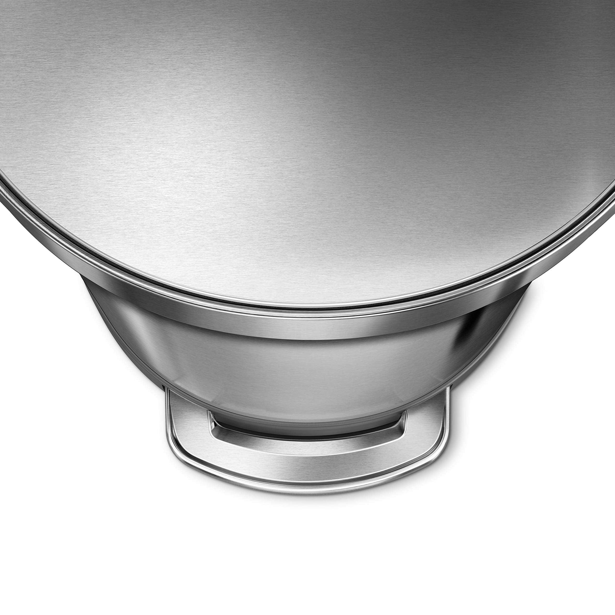 Simplehuman 60 Liter Semi-Round Hands-Free Kitchen Step Stainless Steel Trash Can With Soft-Close Lid, Brushed