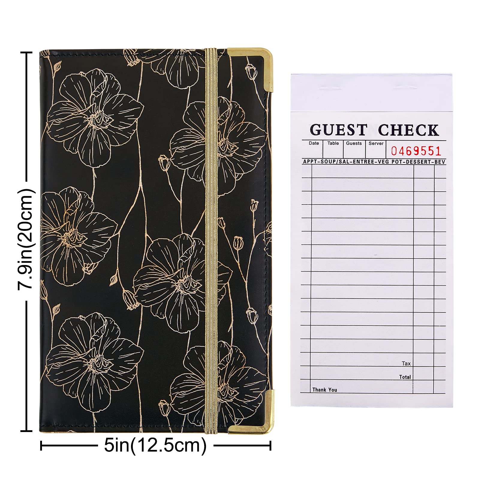 Server Books For Waitress Cute Waitress Book With Money Pocket Leather Server Book With Zipper Wallet Black Serving Book Organiz