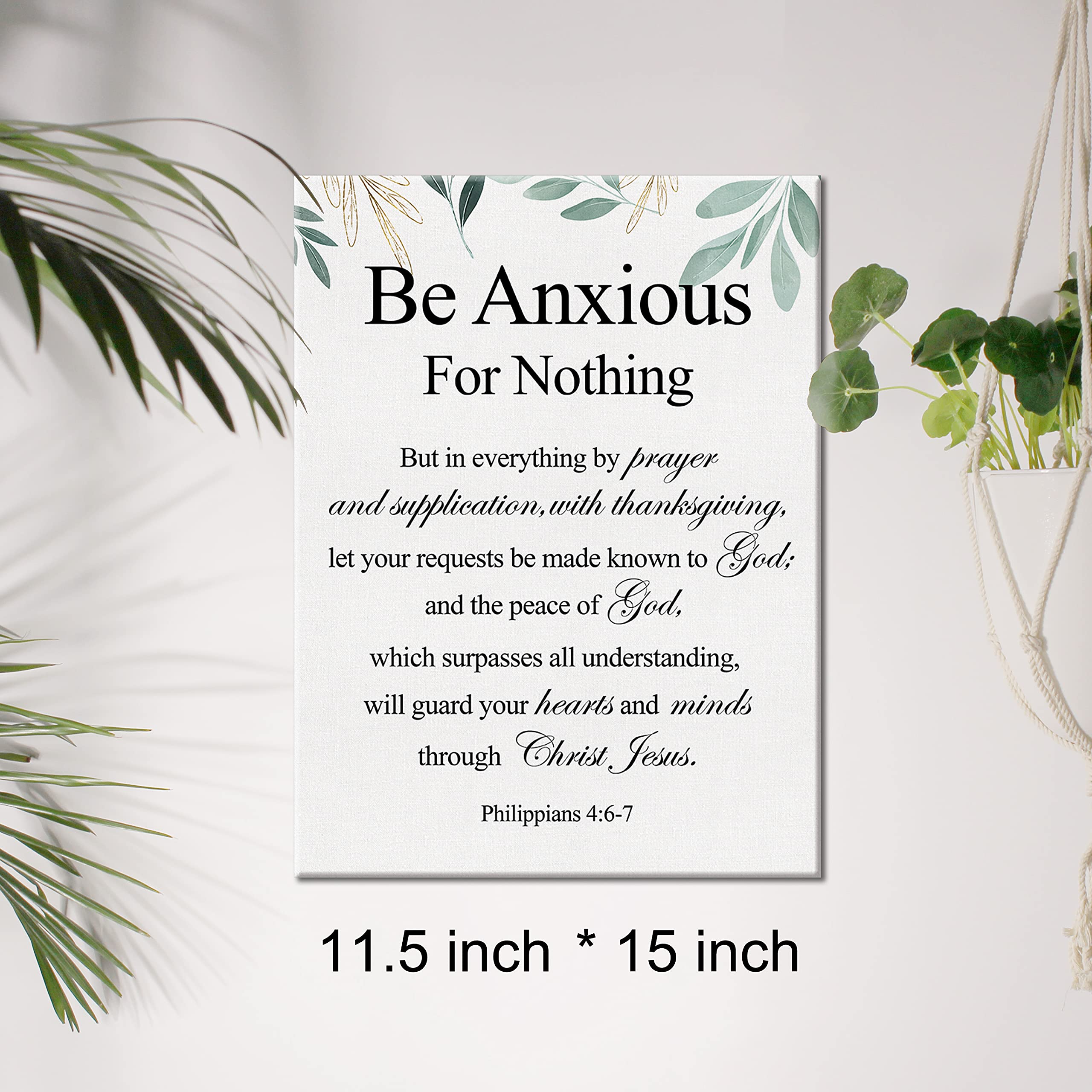 Christian Canvas Wall Art Philippians 4:6-7 Be Anxious For Nothing Canvas Print Positive Scripture Canvas Painting Home Wall Dec