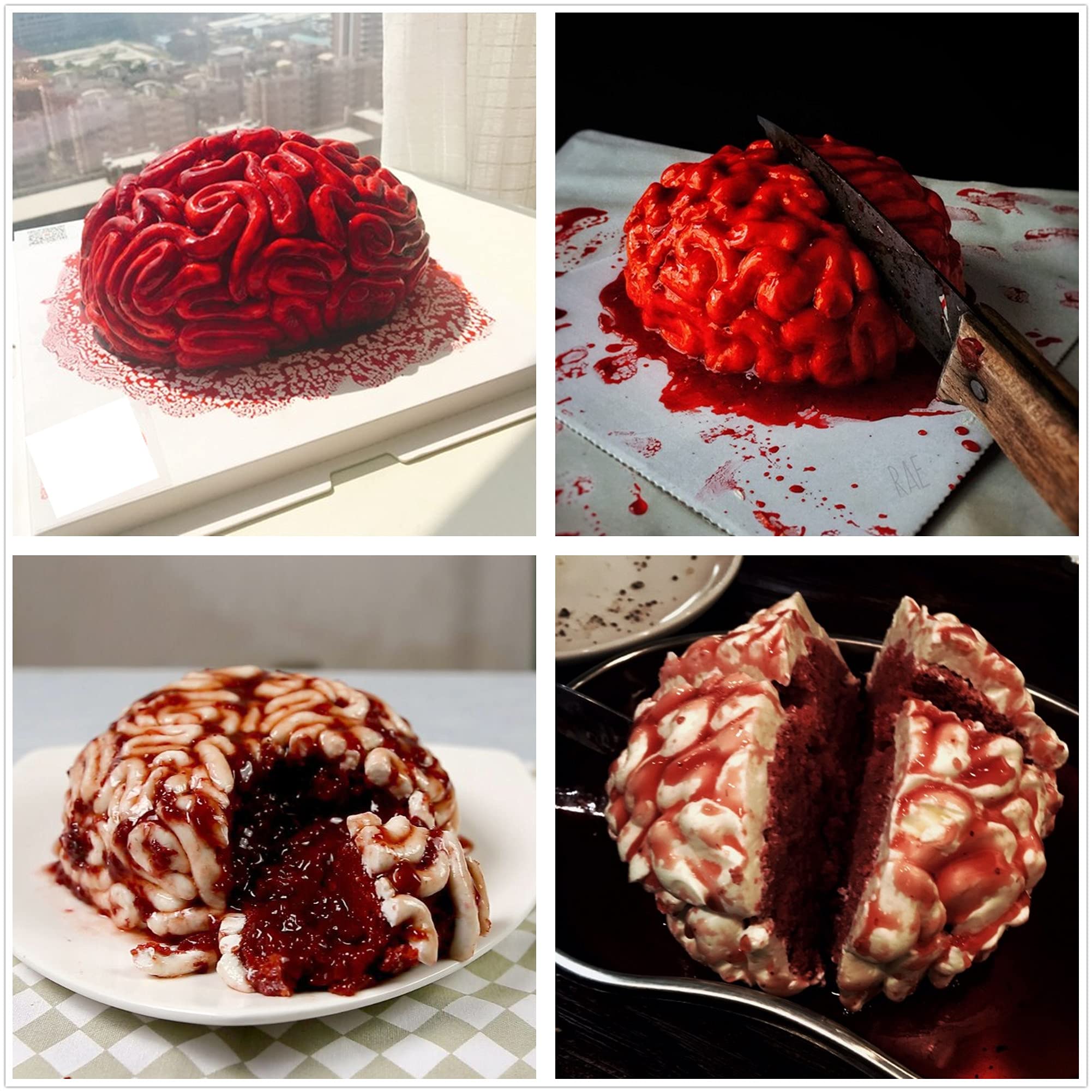 Xianglangsuccess Halloween Brain Shaped Zombie Baking Mold Silicone Cake, Candy, Soap, Pudding, Chocolate Mold Decoration