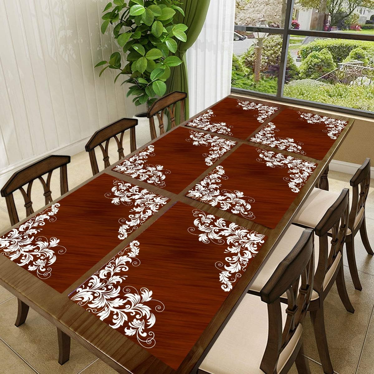 Revexo Placemats Set Of 6, Heat Resistant, Washable Pvc Table Mats, Woven Vinyl Dining Table, Nonslip Stain Resistant Kitchen T