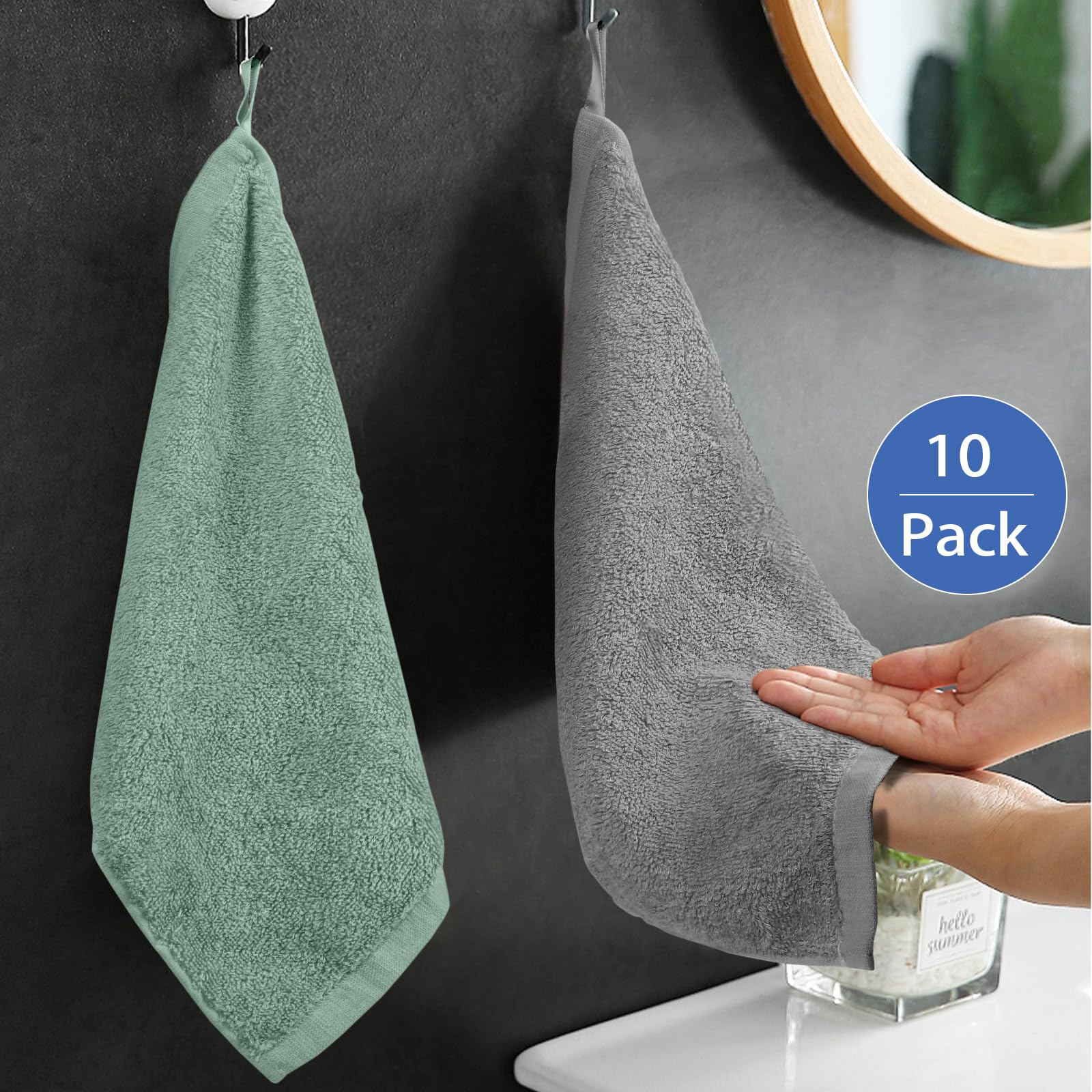 Yoofoss Luxury Washcloths Towel Set 10 Pack Baby Wash Cloth For Bathroom-Hotel-Spa-Kitchen Multi-Purpose Fingertip Towels And Fa