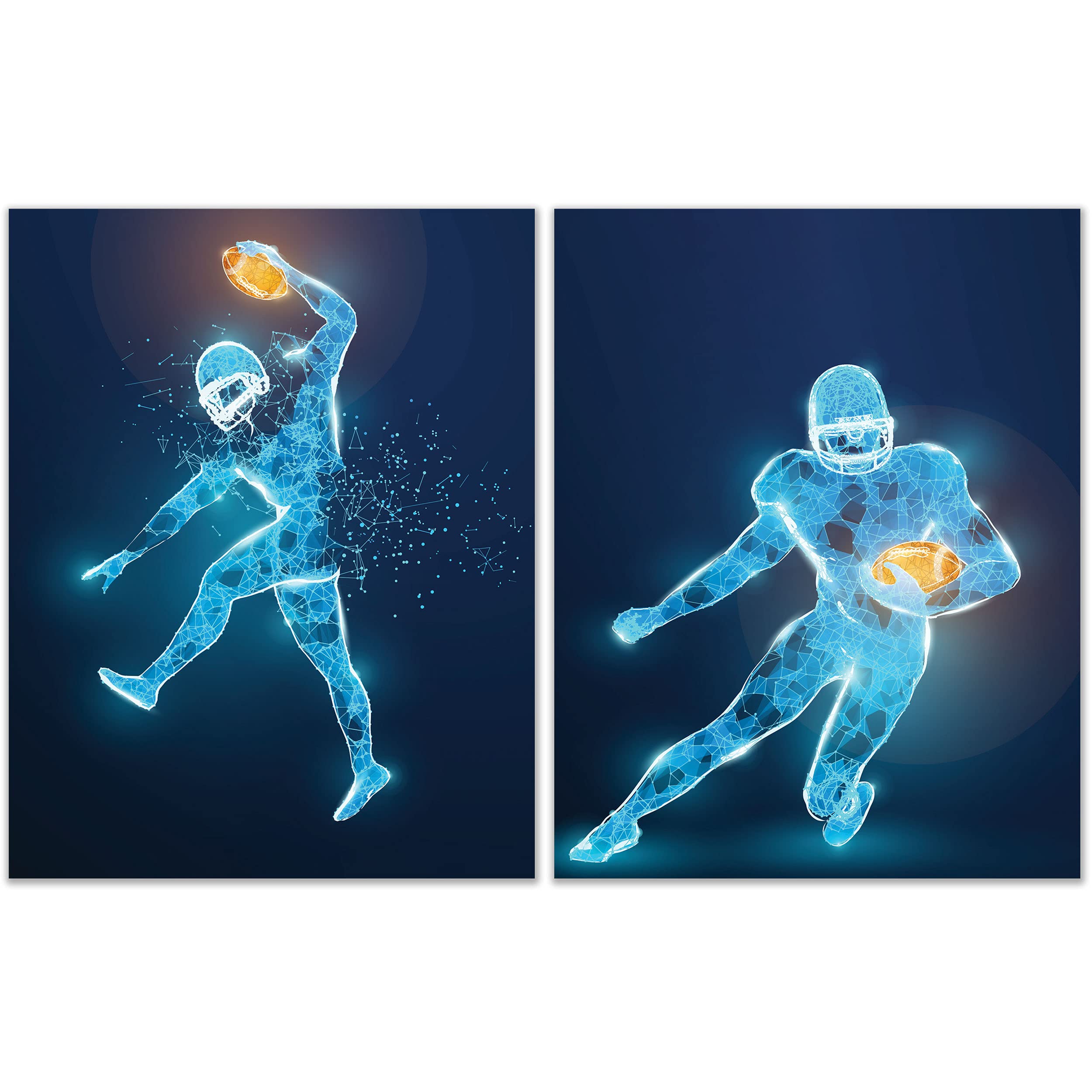 Football Wall Decor Art Prints - X-Ray - Set Of 2 (11X14) Inch Poster Photos - Man Cave, Bedroom Decor