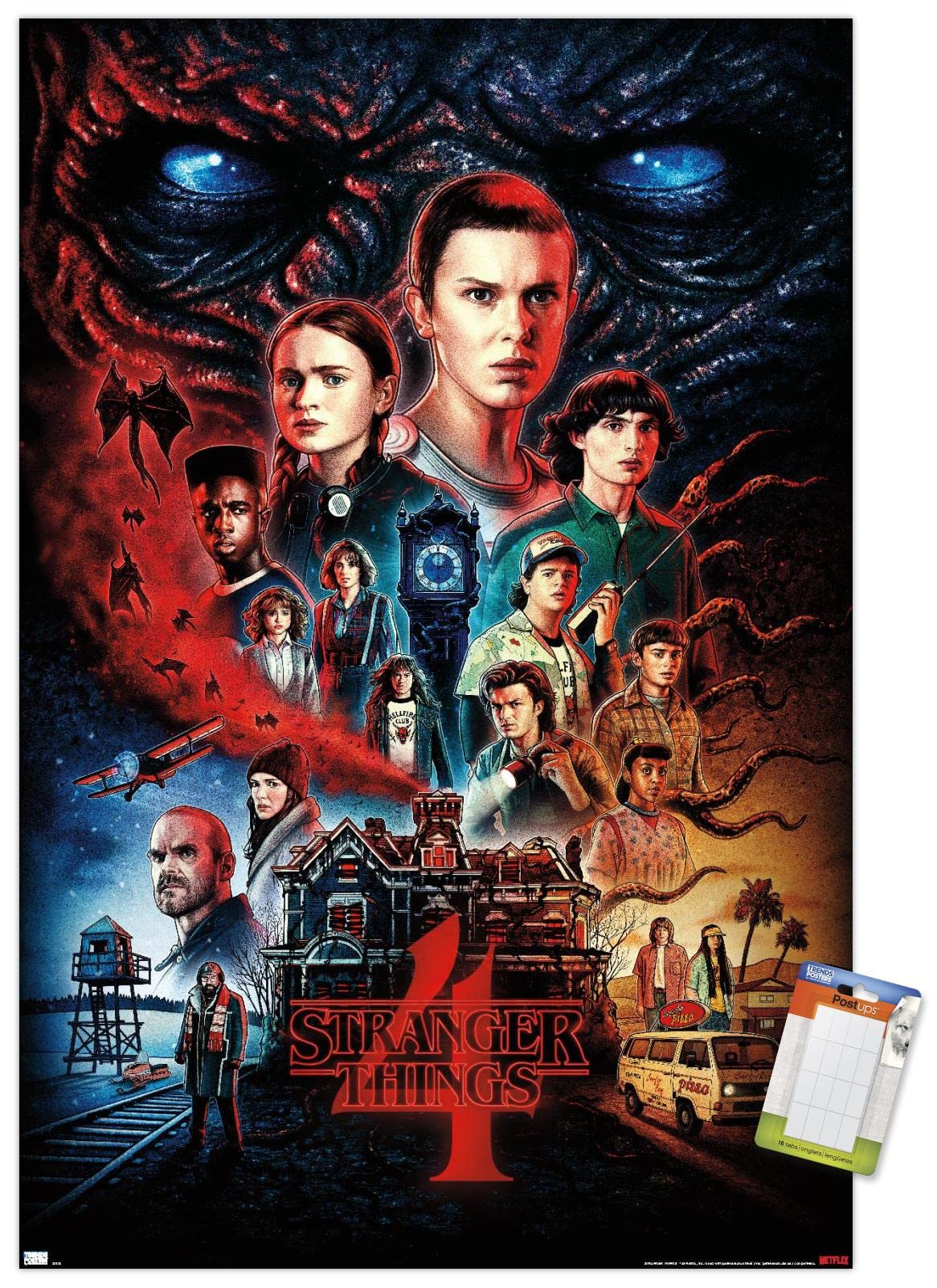 Trends International Netflix Stranger Things: Season 4 - One Sheet Wall Poster, 22.375'' X 34'', Premium Poster & Mount Bundle