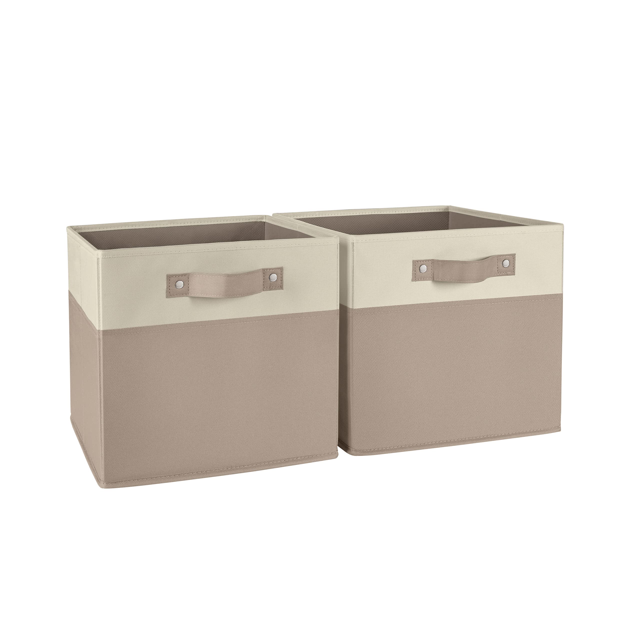 Riverridge Kids 2Pc 10.5In Two-Tone Folding Storage Bin Set - Taupe