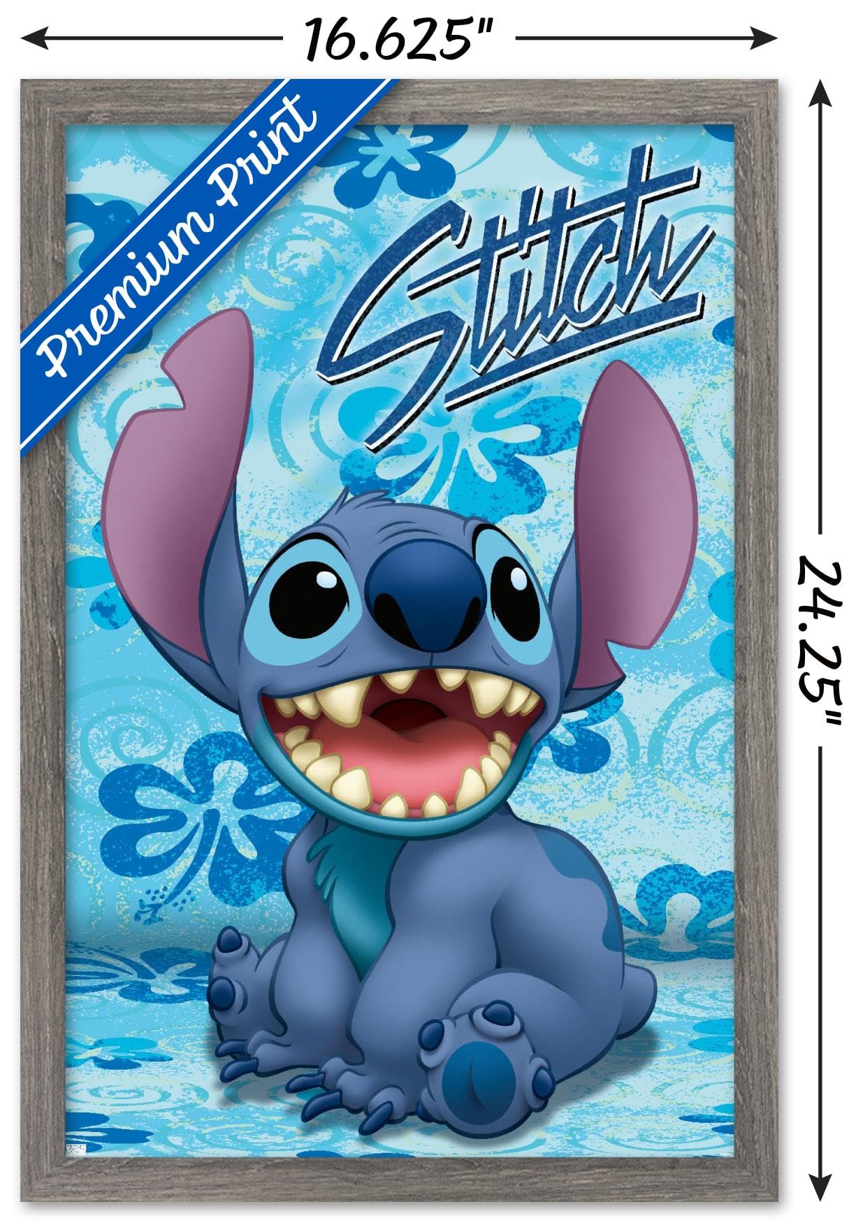Trends International Disney Lilo And Stitch - Sitting Wall Poster, 14.72'' X 22.37'', Barnwood Framed Version