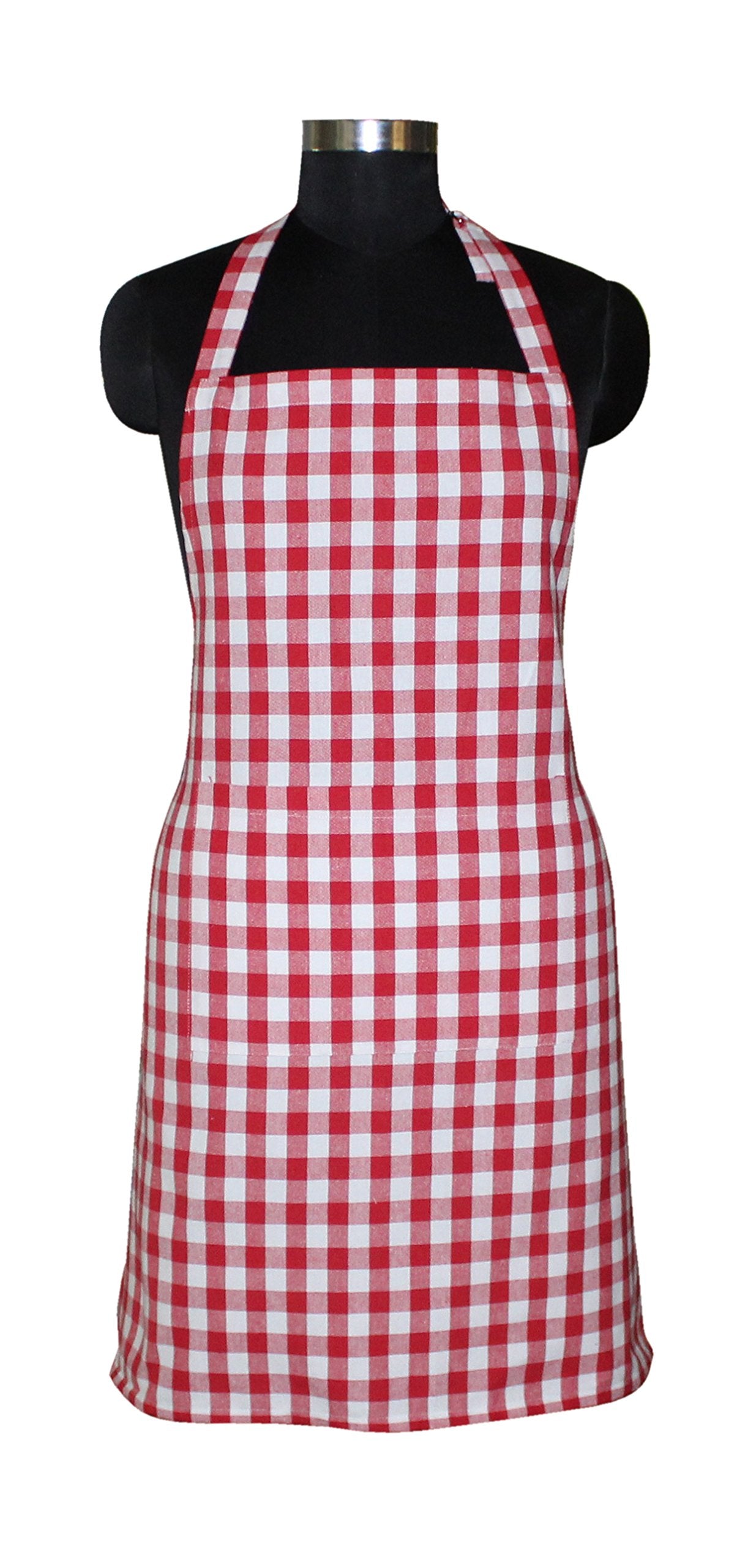 Airwill, 100% Cotton Yarndyed Designer Checked Weave Aprons, Sized 65Cm In Width & 80Cm In Length With 1 Center Pocket, Adjusta