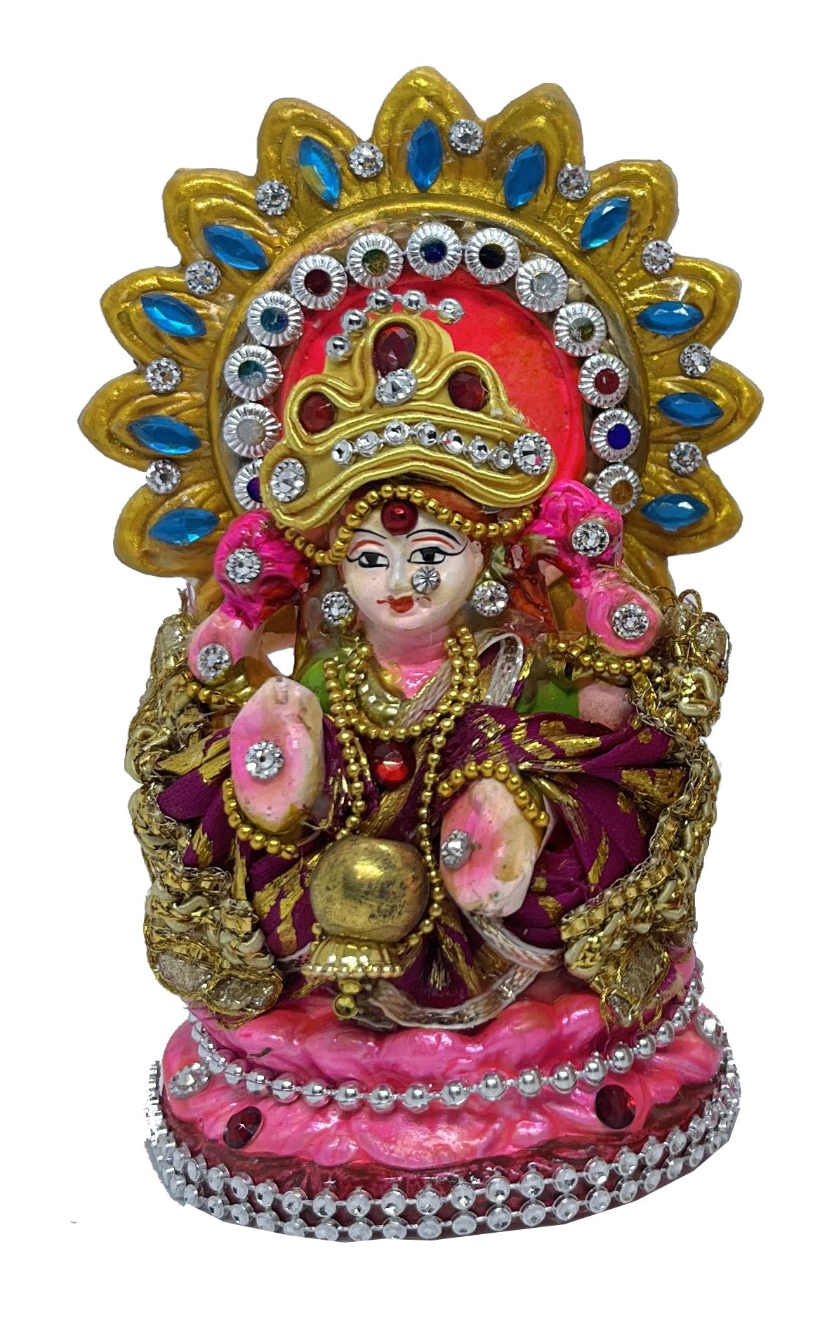 Awadh-Decorated Luxmi Ganesh Idol With Vastra And Jwellery Laxmi Ganesha Statue For Diwali Fastival, Home Decor, Pooja Ghar Deco