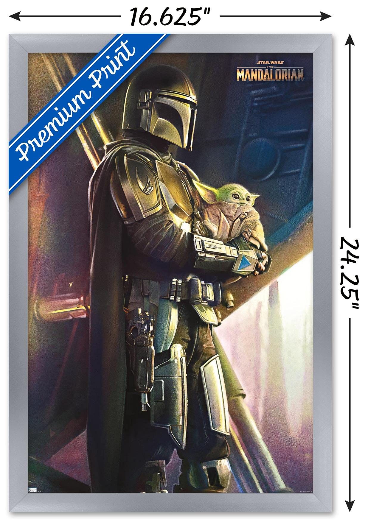 Trends International Star Wars: The Mandalorian - Held Wall Poster, 14.725'' X 22.375'', Silver Framed Version