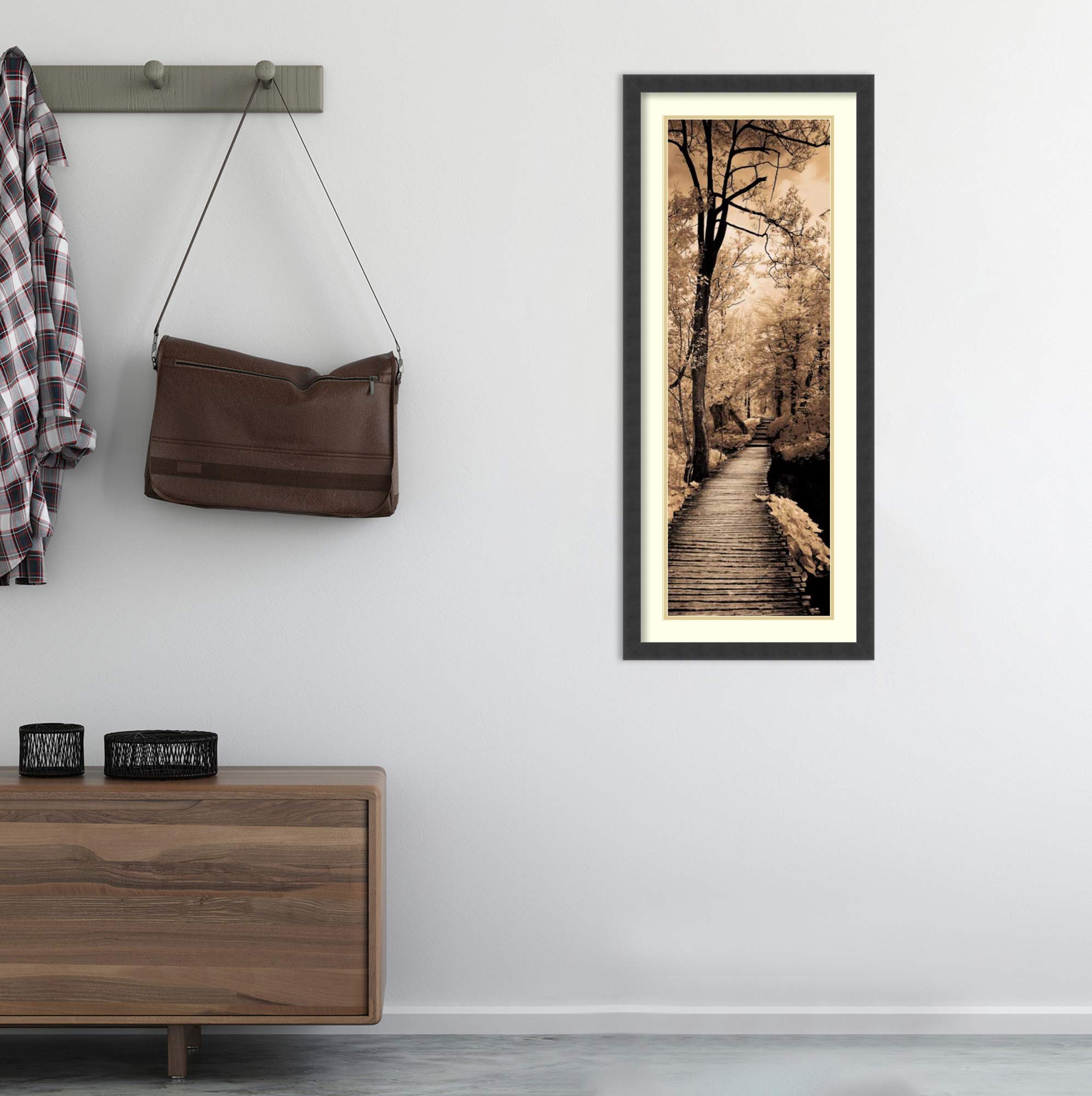 Framed Art Print, 'A Quiet Stroll I' By Ily Szilagyi: Outer Size 18 X 42''