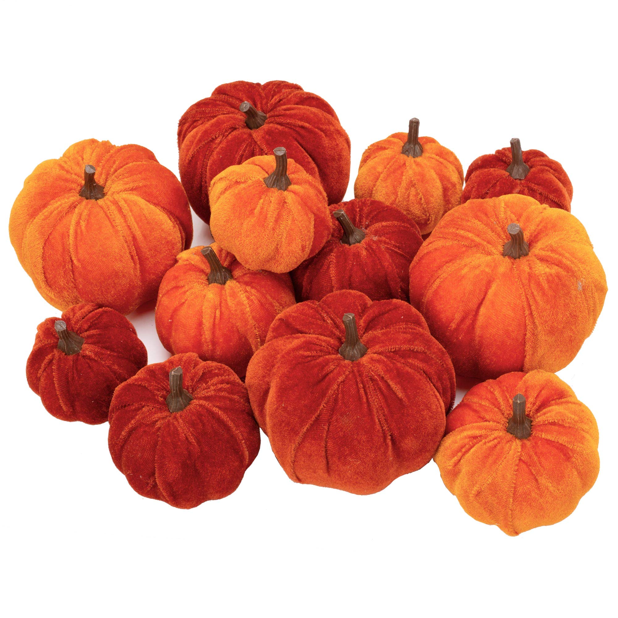 12 Pcs Artificial Pumpkins Velvet Pumpkins with Assorted Sizes Fall Harvest Halloween Decorations Holiday Table Decor Farmhouse 