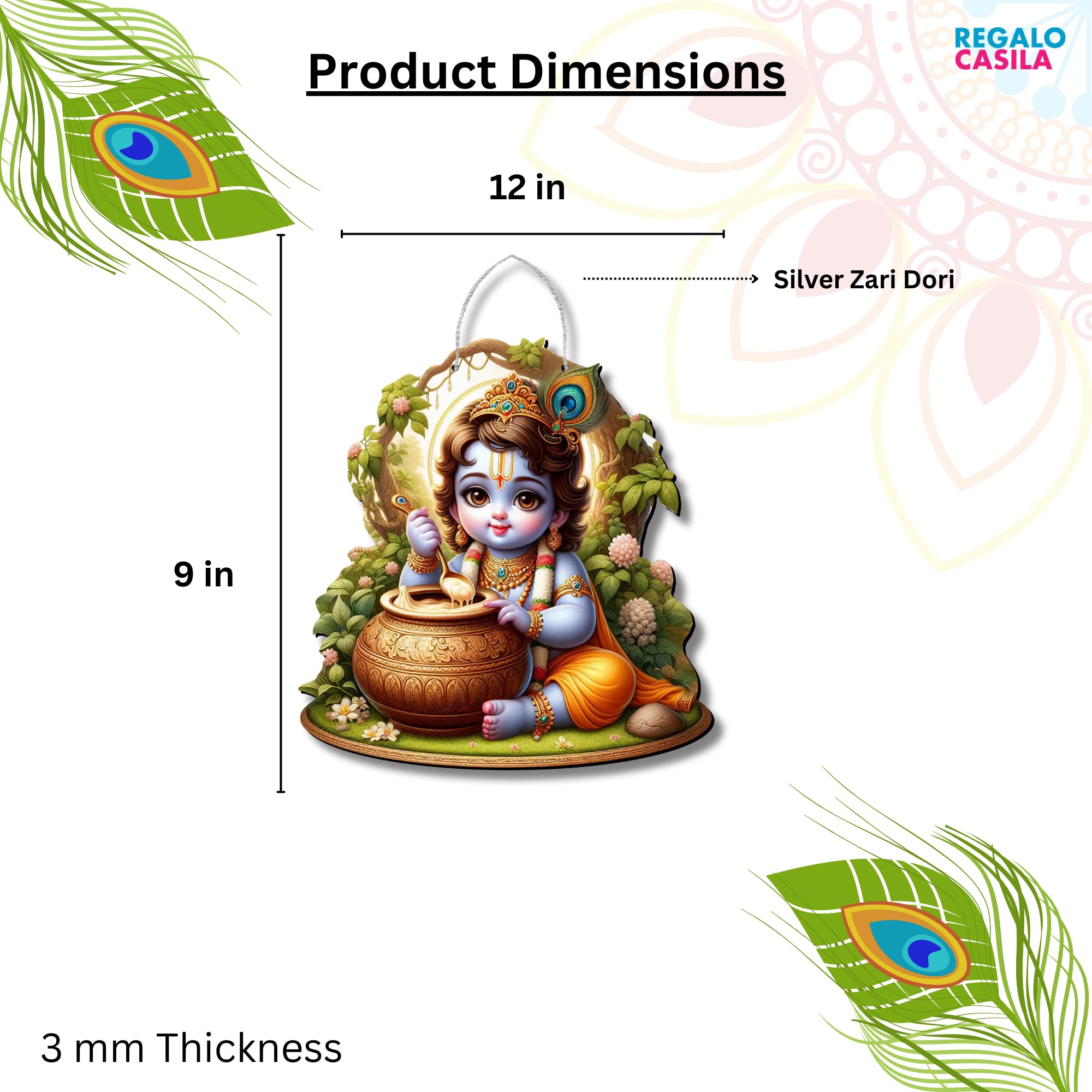 Regalocasila Cute Krishna Photos For Pregnant Womens For Wall Bal Krishna Wall Hanging Gift For Pregnant Women Makhanchor Krishn
