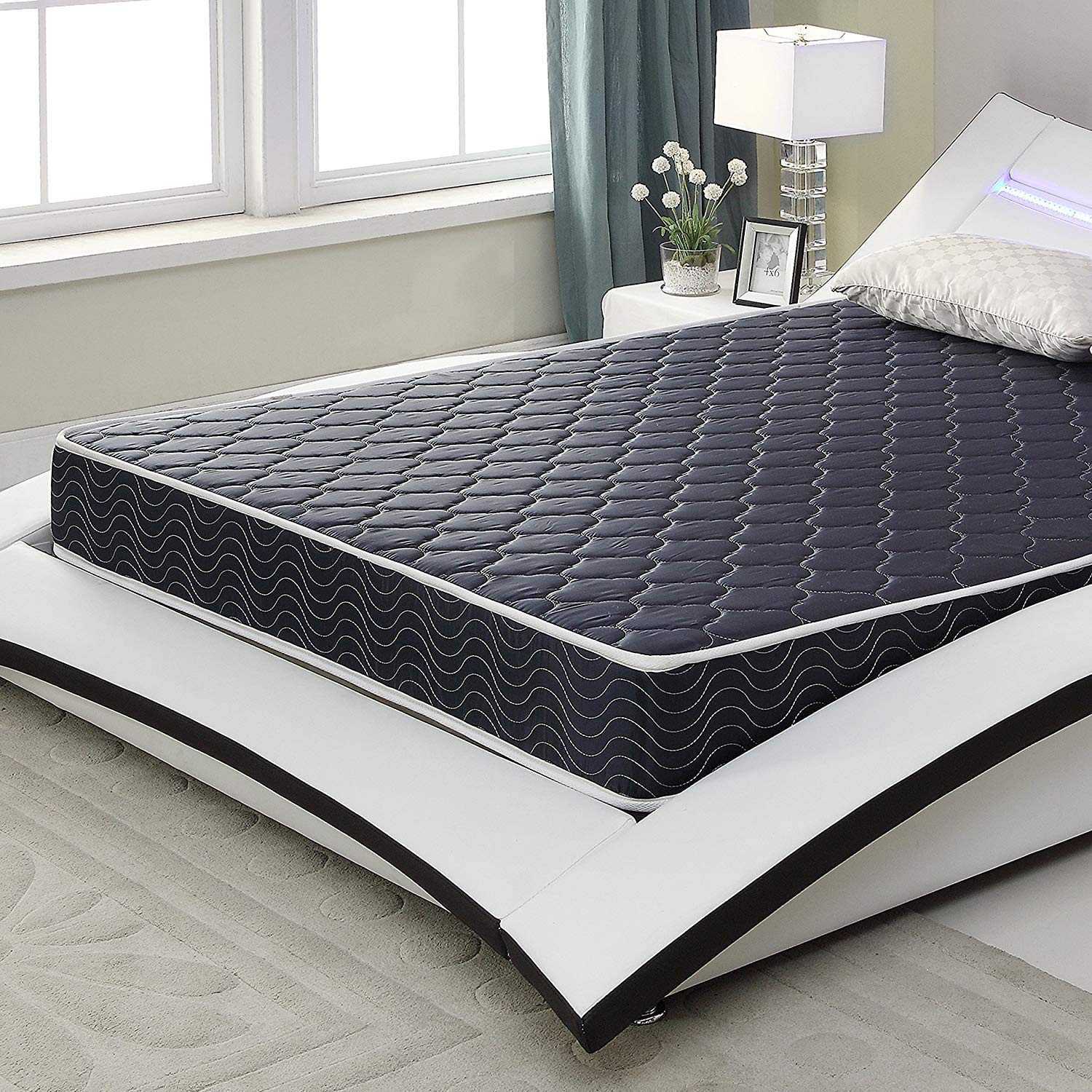 Ac Pacific 6-Inch Water-Resistant High-Density Foam Mattress Made In Usa With Stylish Diamond-Quilted Breathable Fabric, Distrib