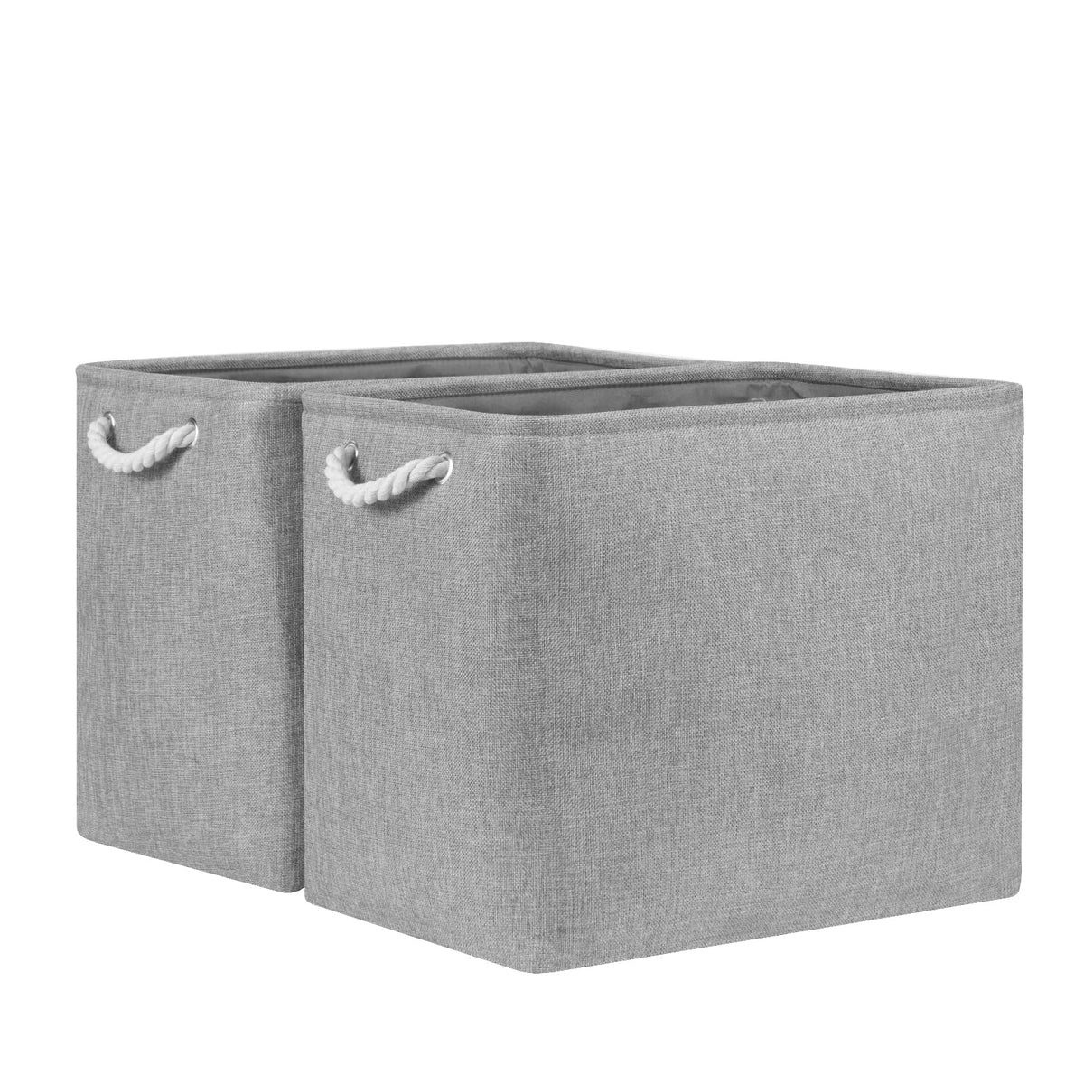 Bidtakay Collapsible Storage Bins For Clothes Large Grey Storage Baskets With Cotton Handles 17X12X15 In Set Of 2 Fabric Cubby S