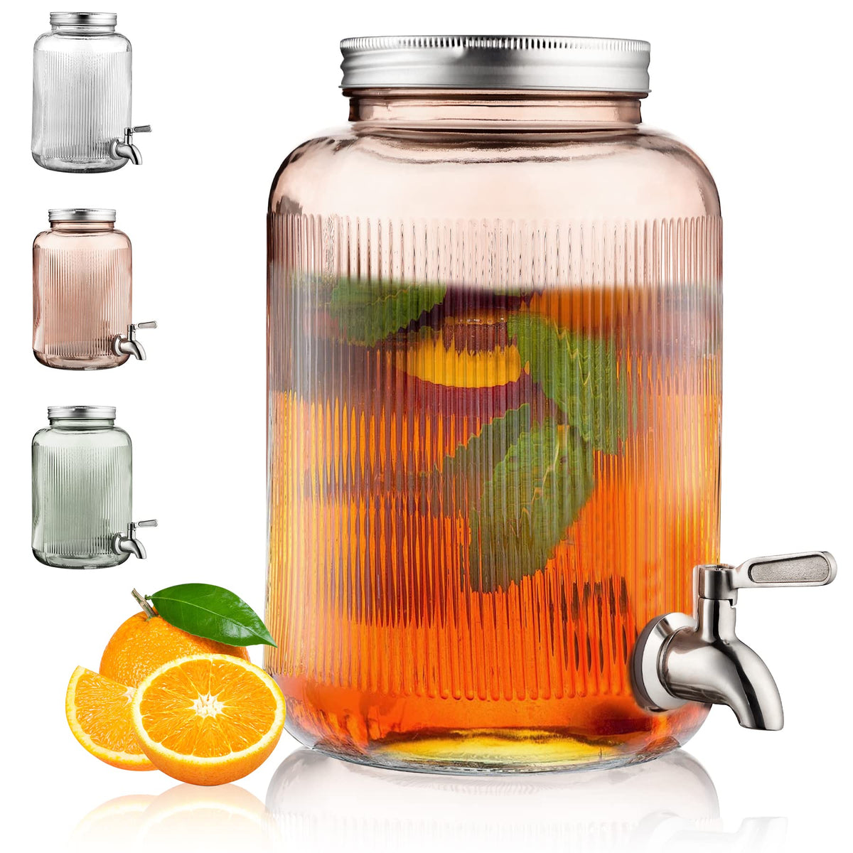 Berglander Glass Drink Dispenser For Fridge, 1 Gallon Beverage Dispenser With Leakproof Stainless Steel Spigot, Water, Laundry D