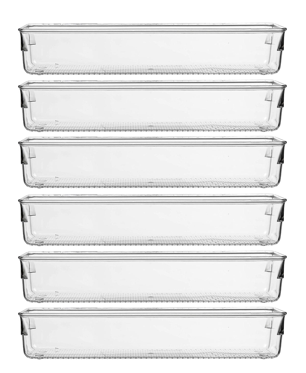 Ihomecooker 6 Set Clear Plastic Junk Drawer Organizer Vanity Curlery Utensil Makeups Organizer For Kitchen 12'' X 3''