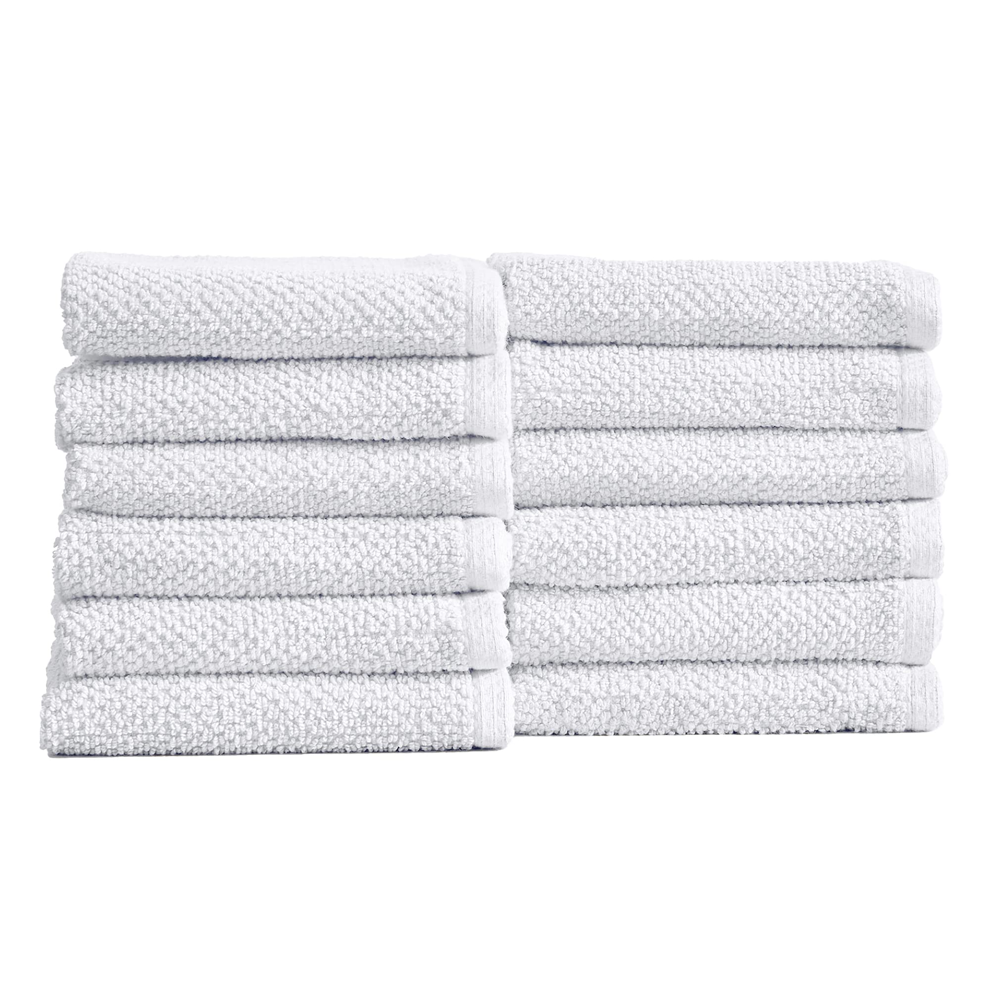 Great Bay Home 12-Pack 100% Cotton, Quick-Dry Textured Washcloths. Ultra-Absorbent, Popcorn Weave. Acacia Collection. (Wash 12Pk