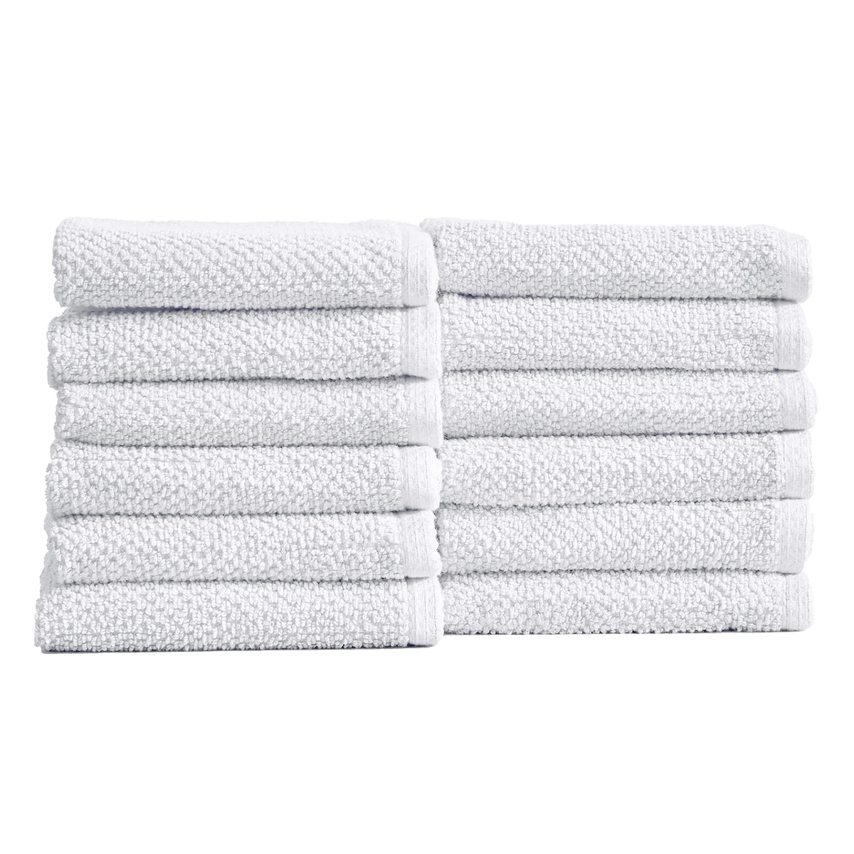 Great Bay Home 12-Pack 100% Cotton, Quick-Dry Textured Washcloths. Ultra-Absorbent, Popcorn Weave. Acacia Collection. (Wash 12Pk