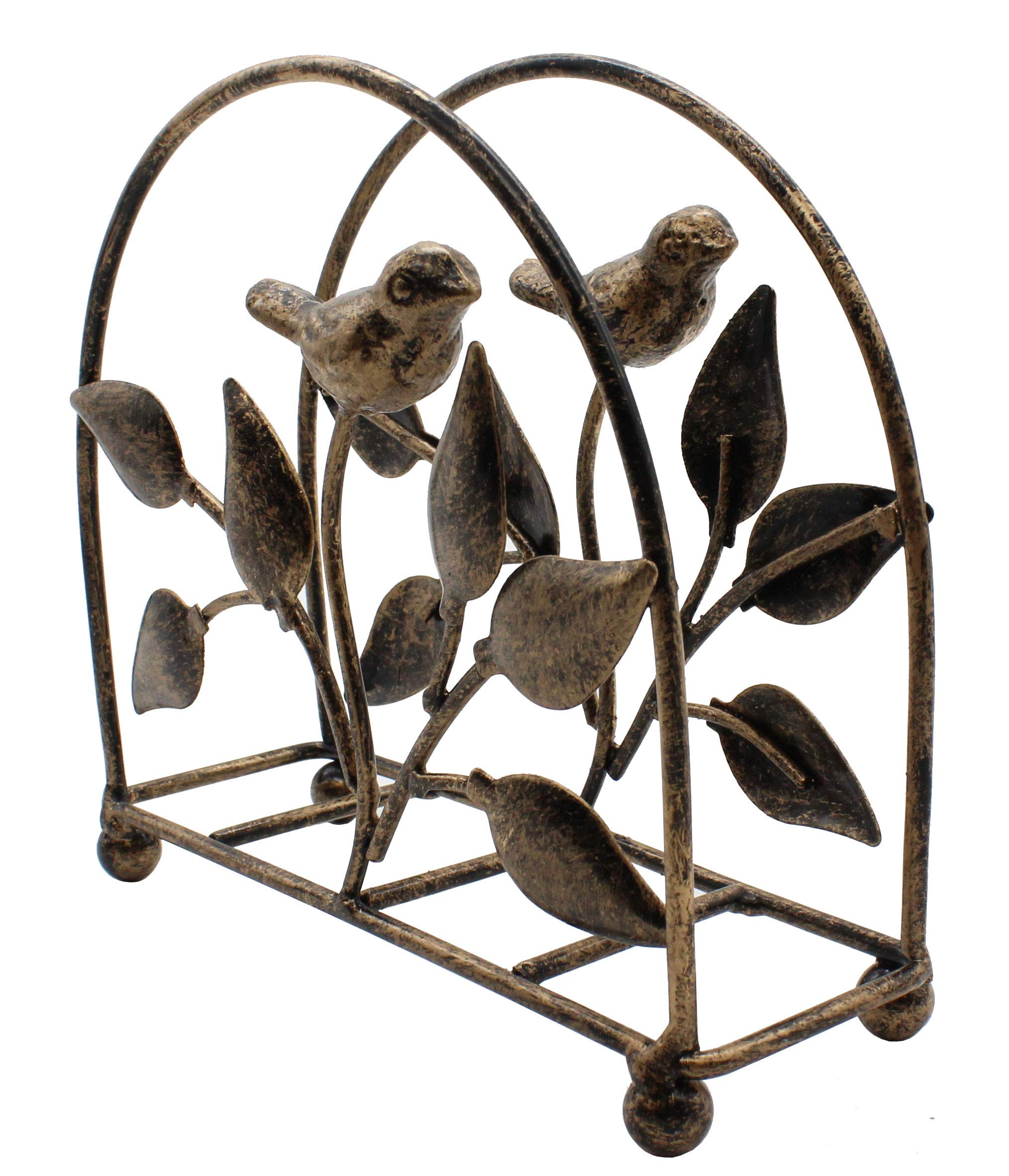 Cast Iron Bird & Tree Classic Napkin Holder/Tabletop Freestanding Tissue Dispenser, Bronze