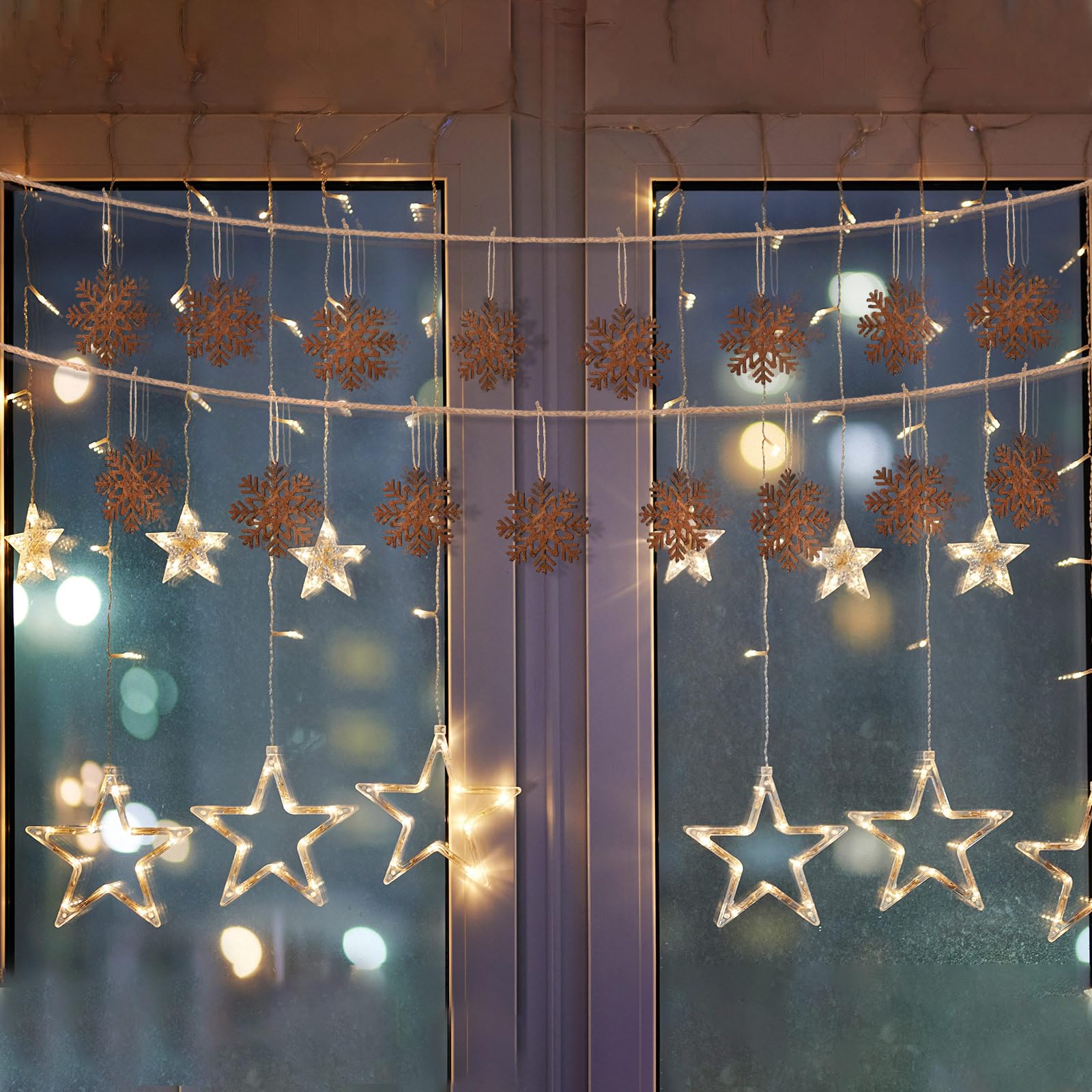Vercraft 50 Pcs Christmas Rusty Snowflakes Metal Snowflake Decorations for Christmas Metal Snowflakes Ornaments for Winter Indoo