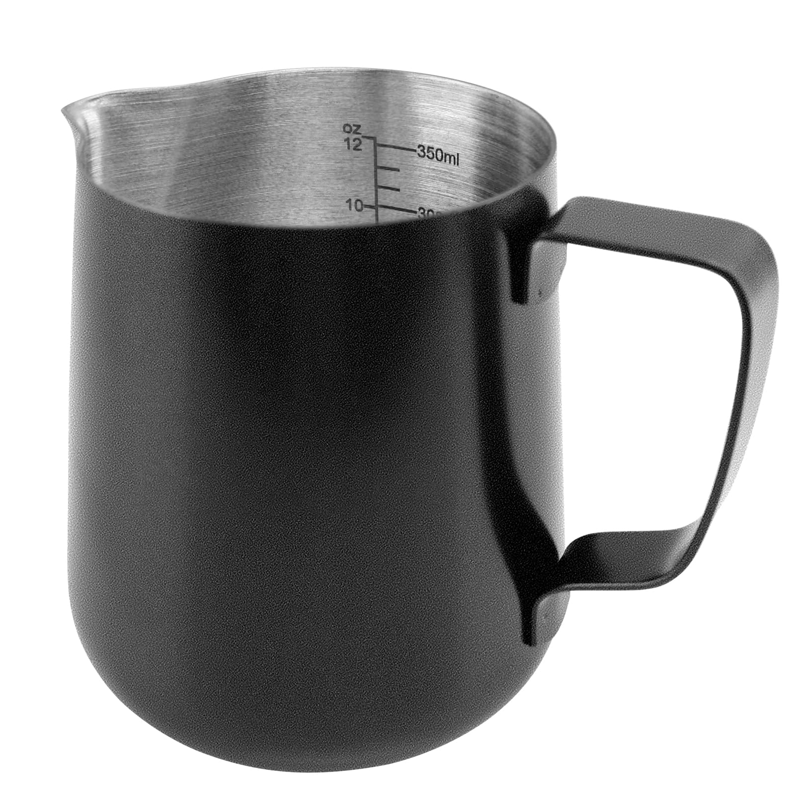 12Oz/350Ml Matte Black Milk Frothing Pitcher, Stainless Steel Espresso Latte Cup Steaming Pitcher Creamer Cup, Milk Frother Cup