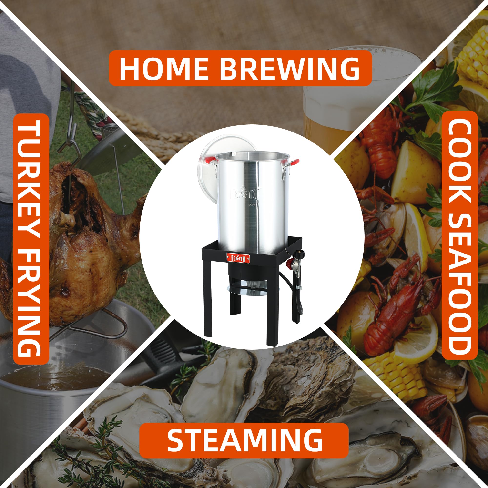 Feasto 22701A 30QT Turkey & Fish Fryer Set for Outdoor Cooking, CSA Certified,Turkey Deep Fryer Pot with Basket for Thanksgiving