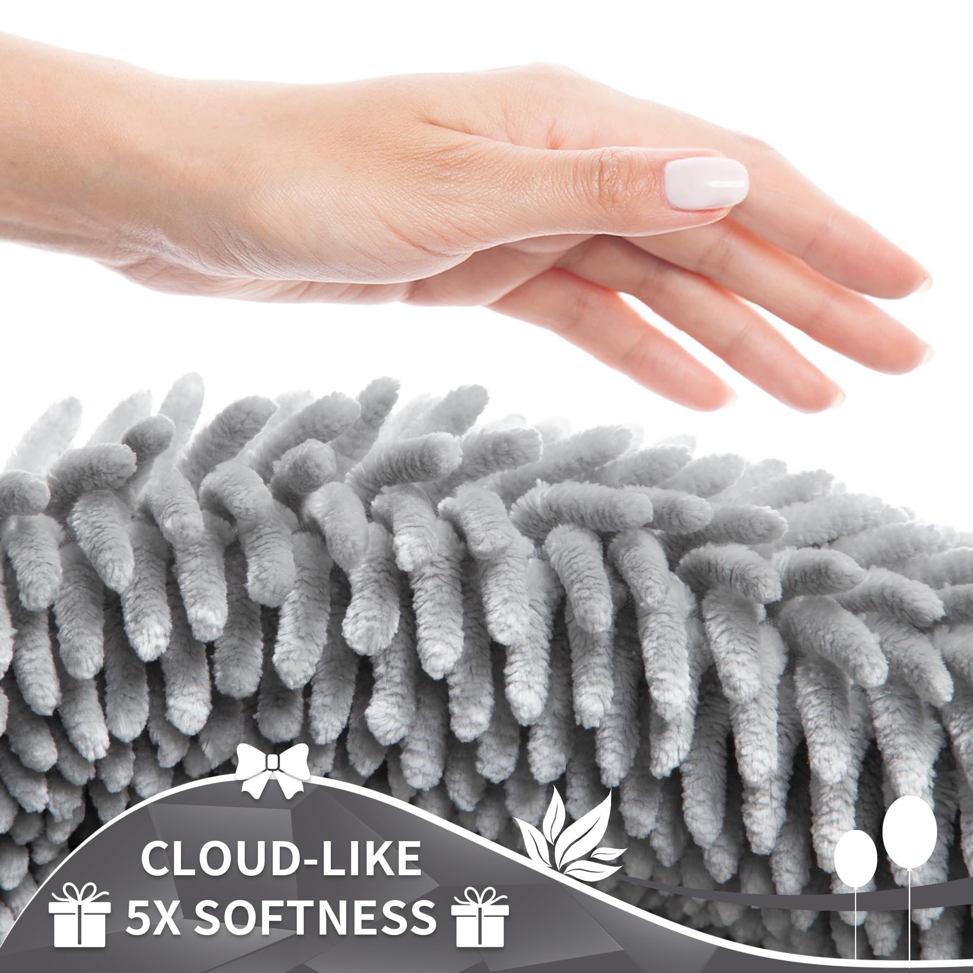 Yimobra Original Chenille Bath Rug Mat  Large Size 44.1 x 24 Inches  Soft Shaggy  Premium Non-Slip Bath Mat  Super Absorbent  Machine Washable Dry  Luxury Plush Mats for Bathroom  Light Gray
