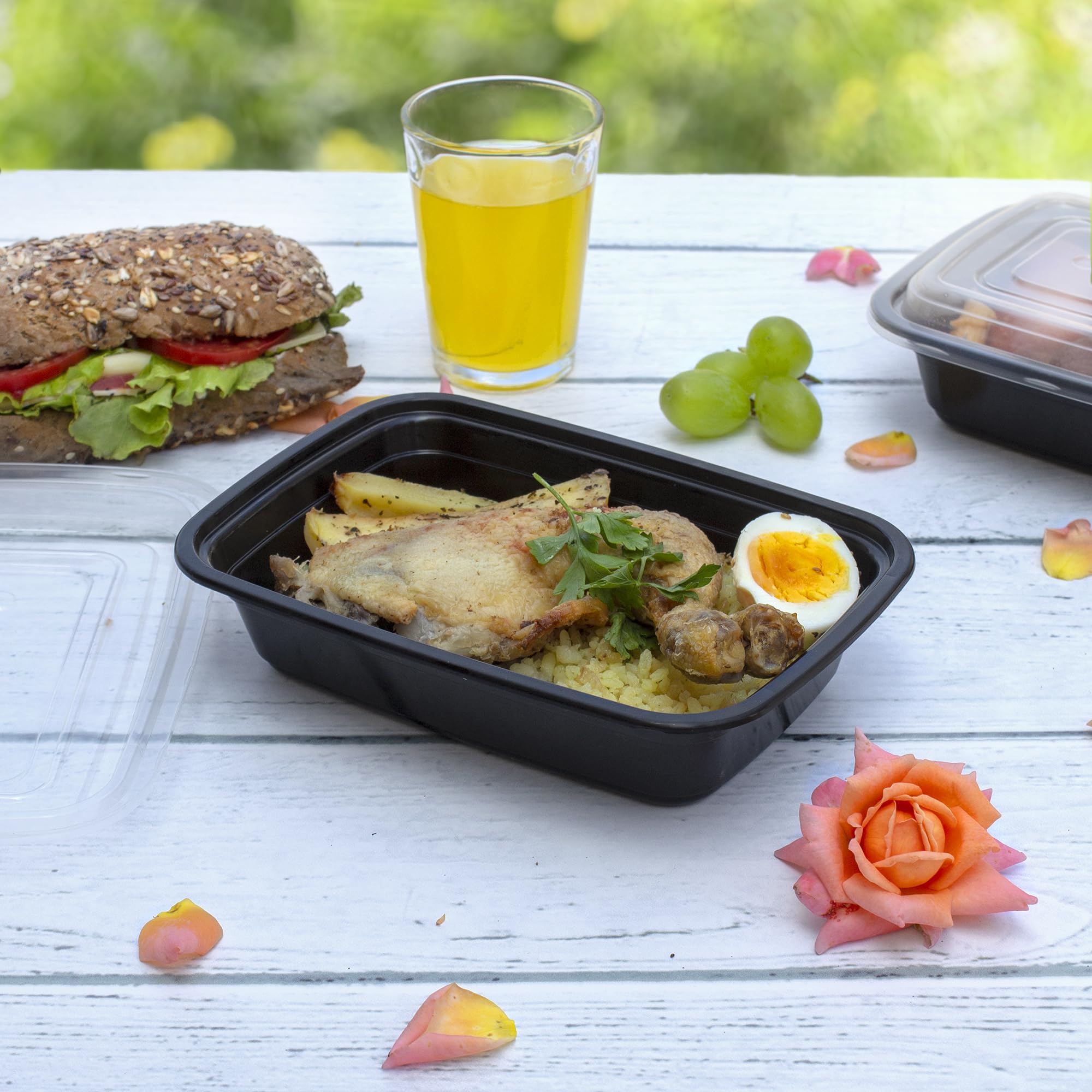 Comfy Package [24 Oz - 50 Pack - 1 Compartment Reusable Meal Prep Containers - Microwaveable, Dishwasher And Freezer Safe, Bpa-F