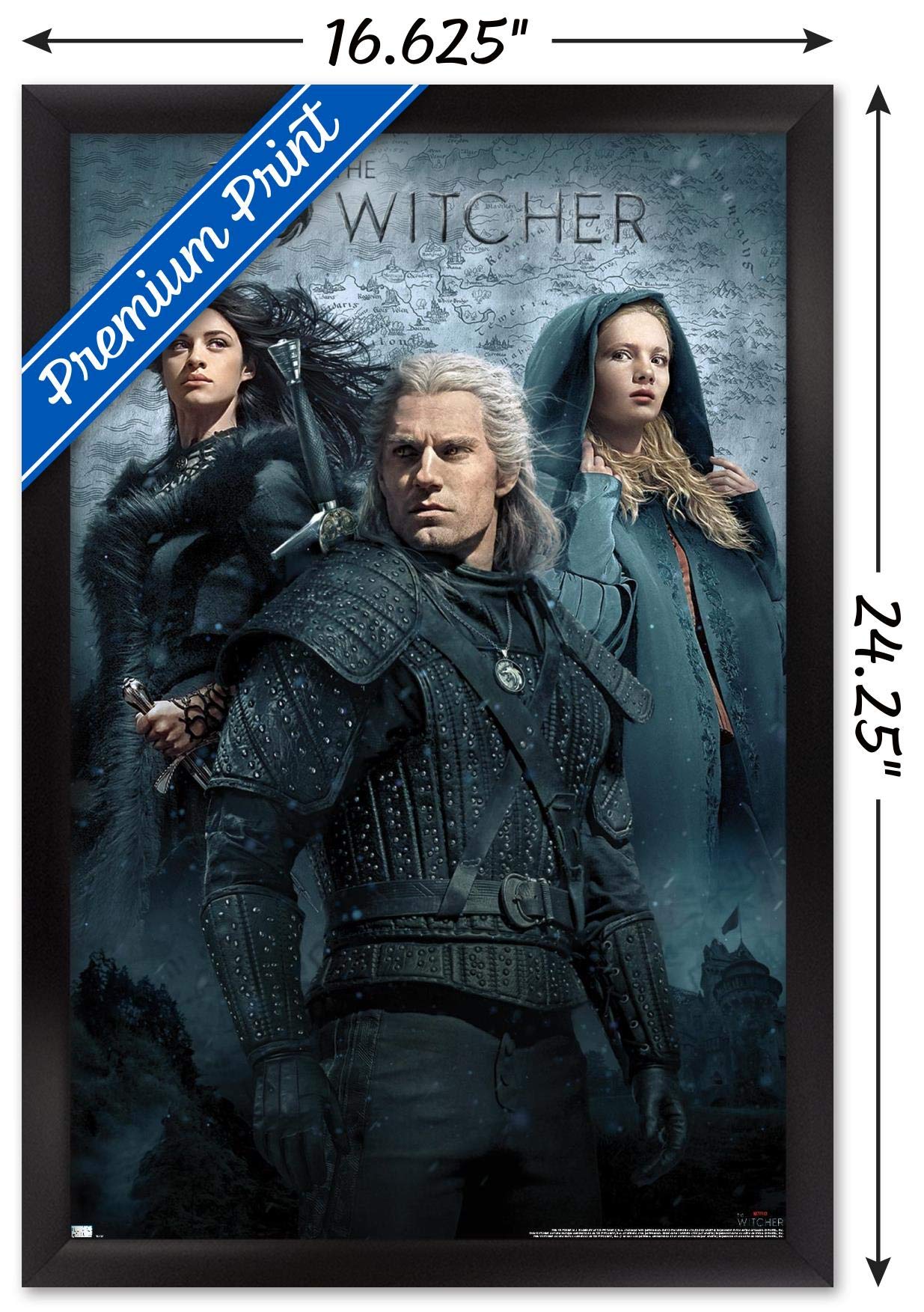 Trends International Netflix The Witcher - Key Art Wall Poster, 14.725'' X 22.375'', Black Framed Version