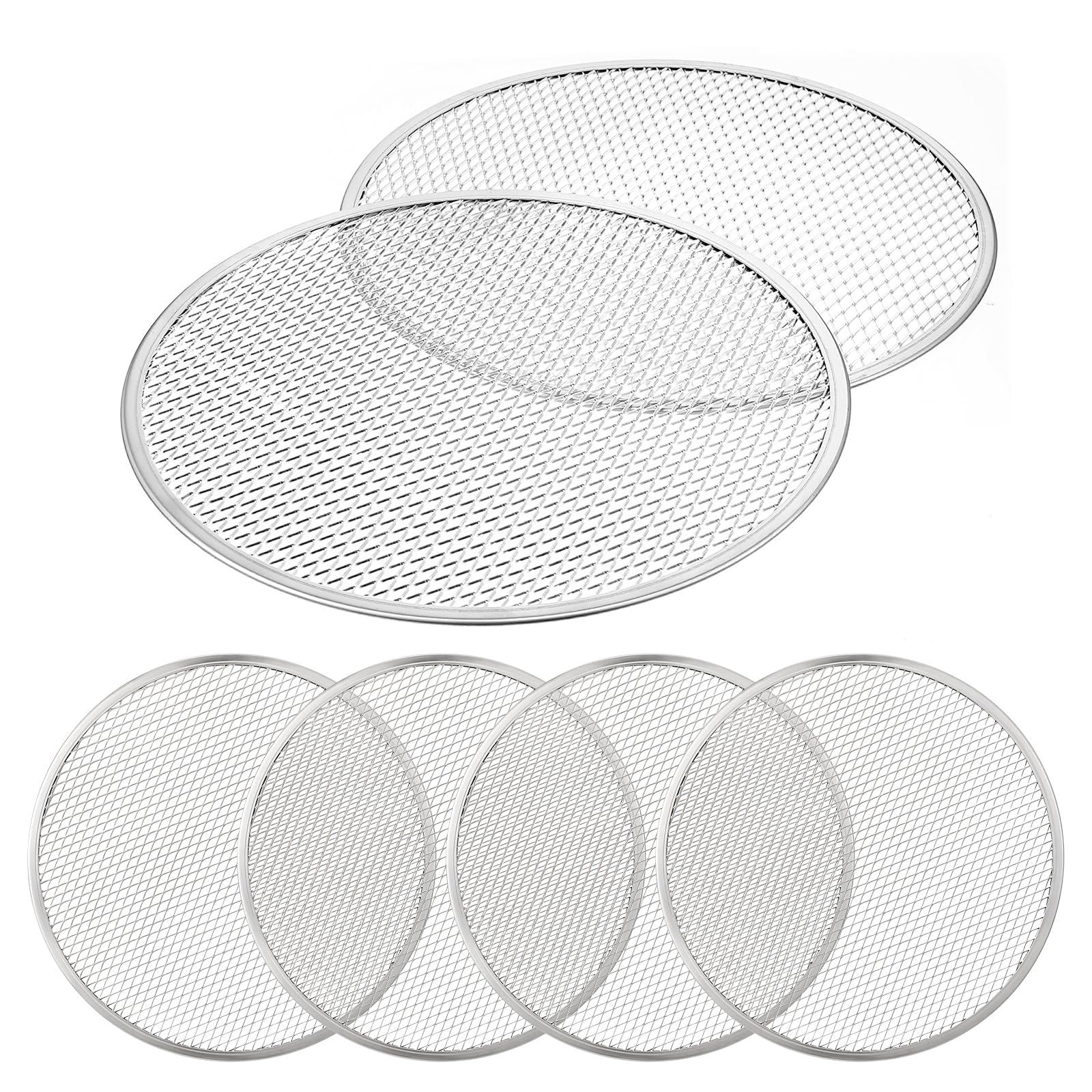 6 Pack 10 Inch Aluminum Pizza Screen, Seamless Round NonStick Pizza Mesh Baking Tray for Oven, BBQ, Home Kitchen and Restaurant