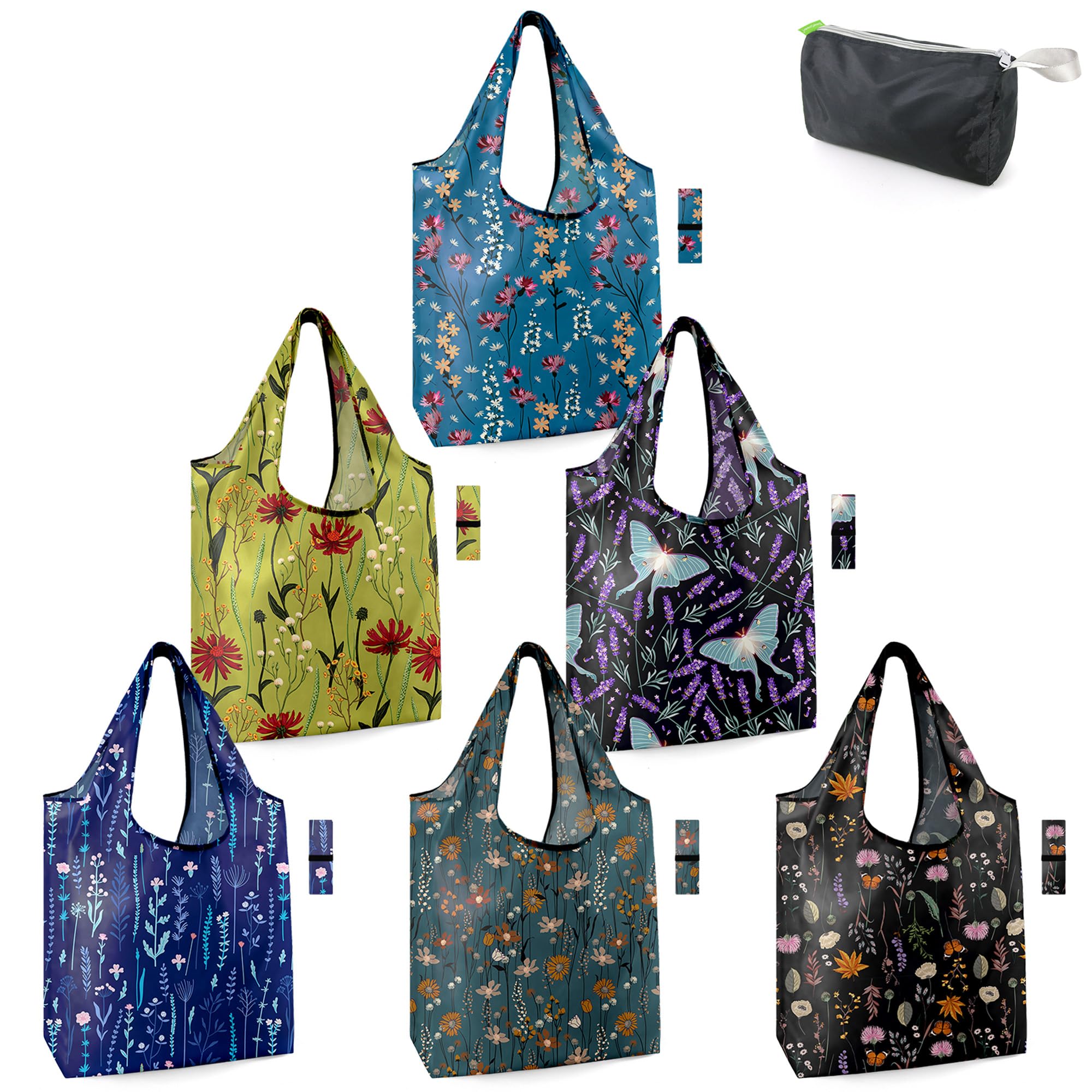 BeeGreen Aesthetic Tote Bags Flowering Shrub Gifts for Women Travel Floral Reusable Grocery Bags Shopping Bags Bulk 6 Pack 50LBS